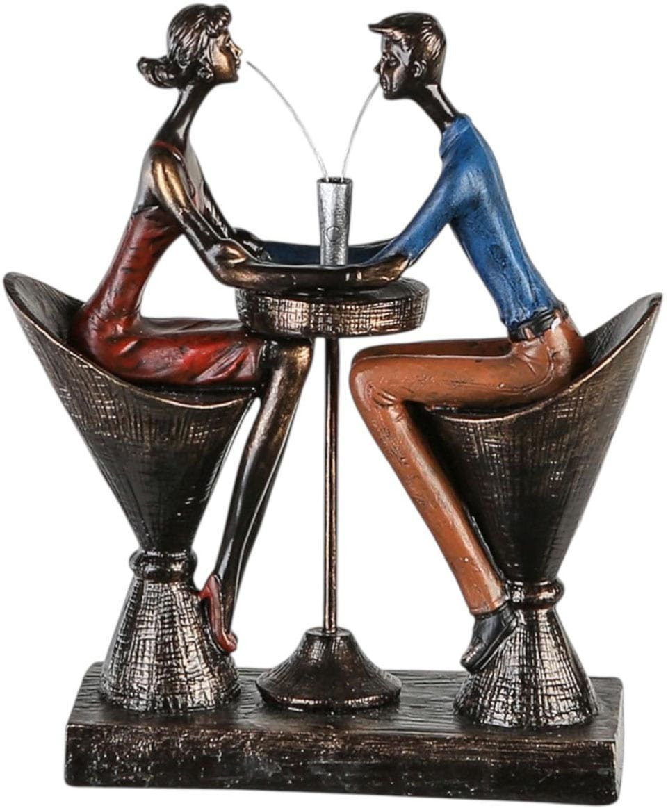 Casablanca by Gilde Dekofigur »Skulptur "Table for two"« Bunte Kleidung, Antikfinish, Holzoptik-Basis