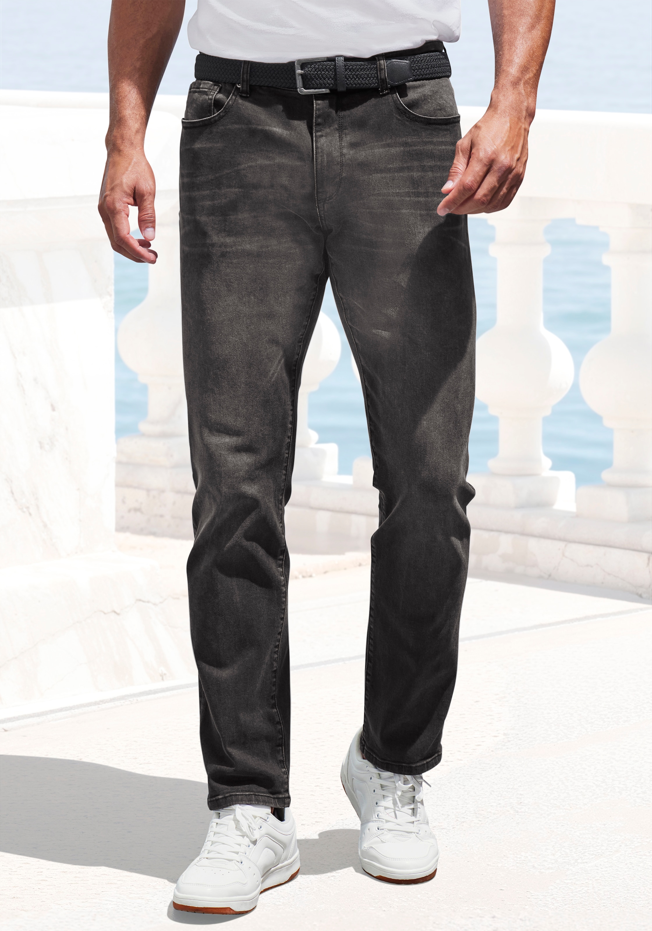 John Devin 5-Pocket-Jeans "Straight-fit Jeans", aus elastischer Denim-Quali günstig online kaufen