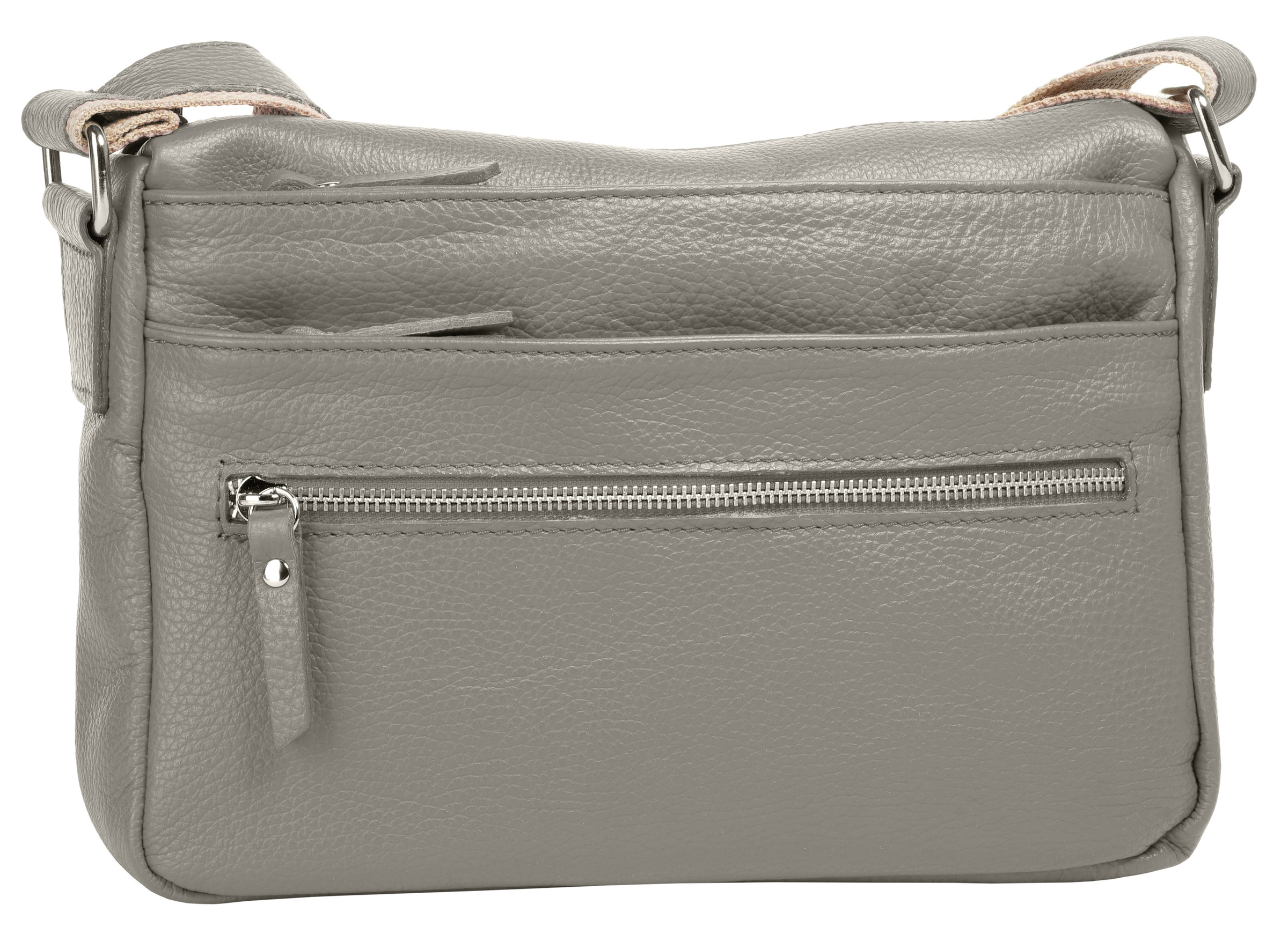 Umhängetasche SAMANTHA LOOK, Damen, Gr. B/H/T: 25cm x 22cm x 5cm onesize, grau, Leder, unifarben, Taschen Umhängetasche, echt Leder, Made in Italy 2