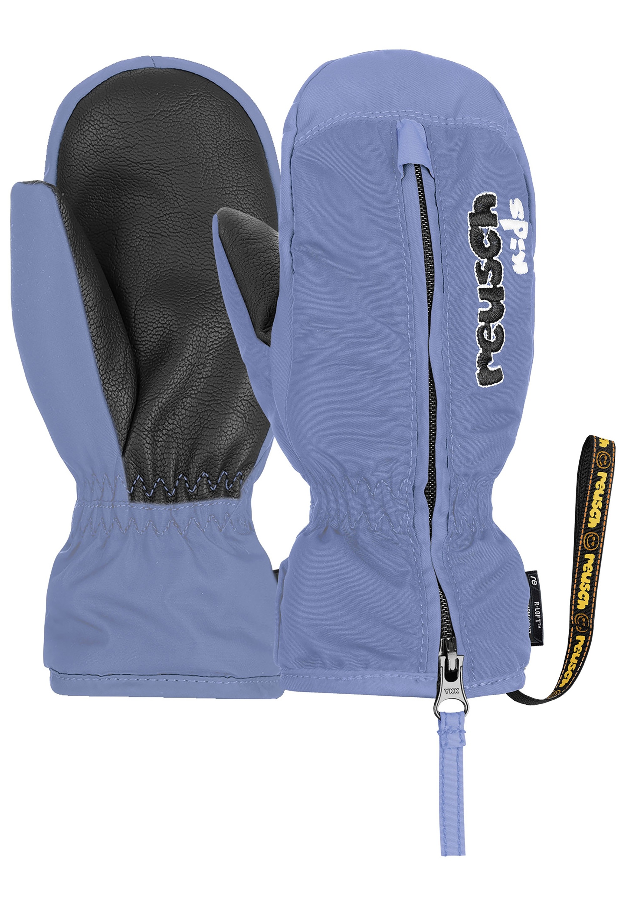 REUSCH Kinder Fäustlinge "Ben Mitten"blau, anthrazit, Gr. 3, unifarben, 70% Polyester, 30% Polyurethan, Handschuhe, mit praktischem Reißverschluss