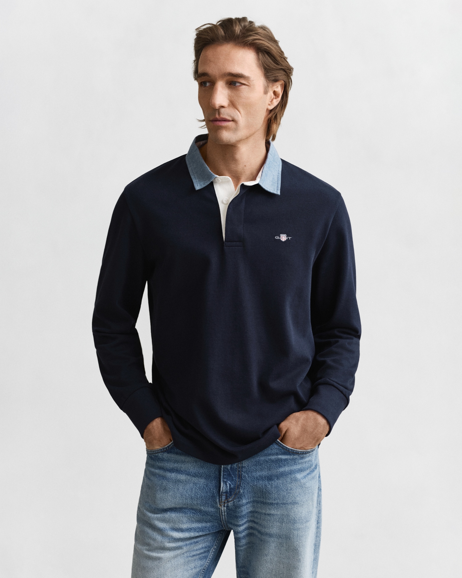 Gant Langarm-Poloshirt "REG CHAMBRAY HEAVY RUGGER"
