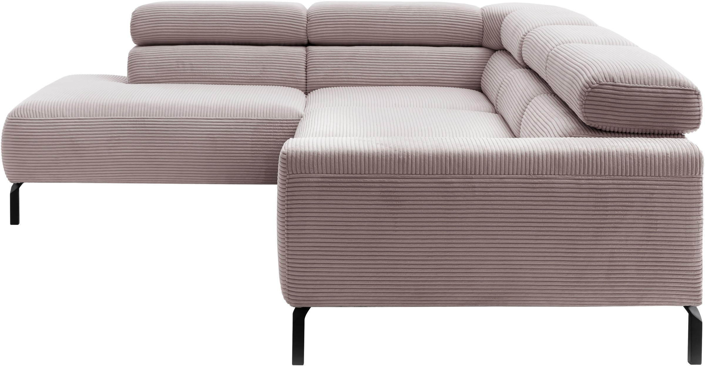 Places of Style Ecksofa »Antonelli, L-Form, inkl. Kopfteilverstellung, Breite 276 cm«, ohne Sitztiefenverstellung, in Cord, rosé