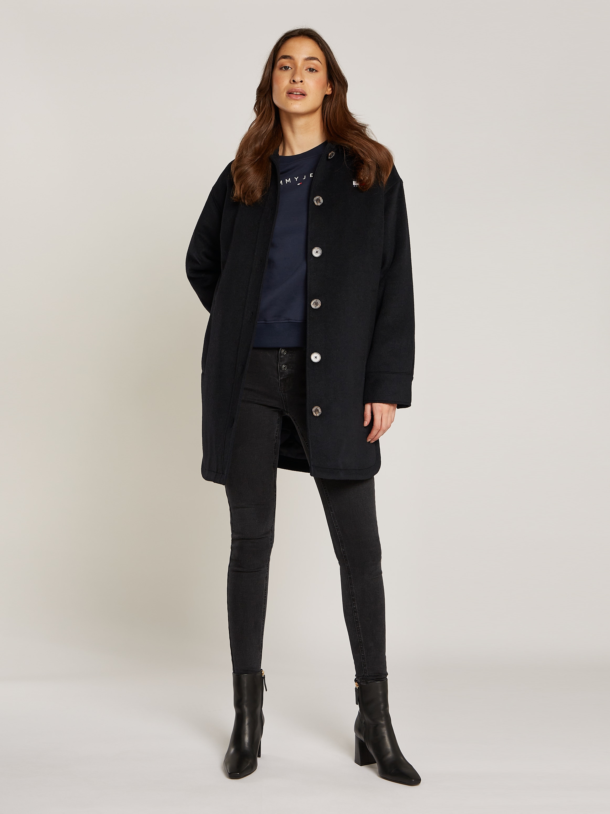 Tommy Jeans Curve Kurzmantel »TJW WOOL COAT EXT«, in Großen Größen, mit Wollanteil