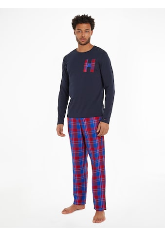 Pyjama »LS PANT SLIPPERS SET FLANNEL«, (Set, 3 tlg., Pyjama + Slipper)