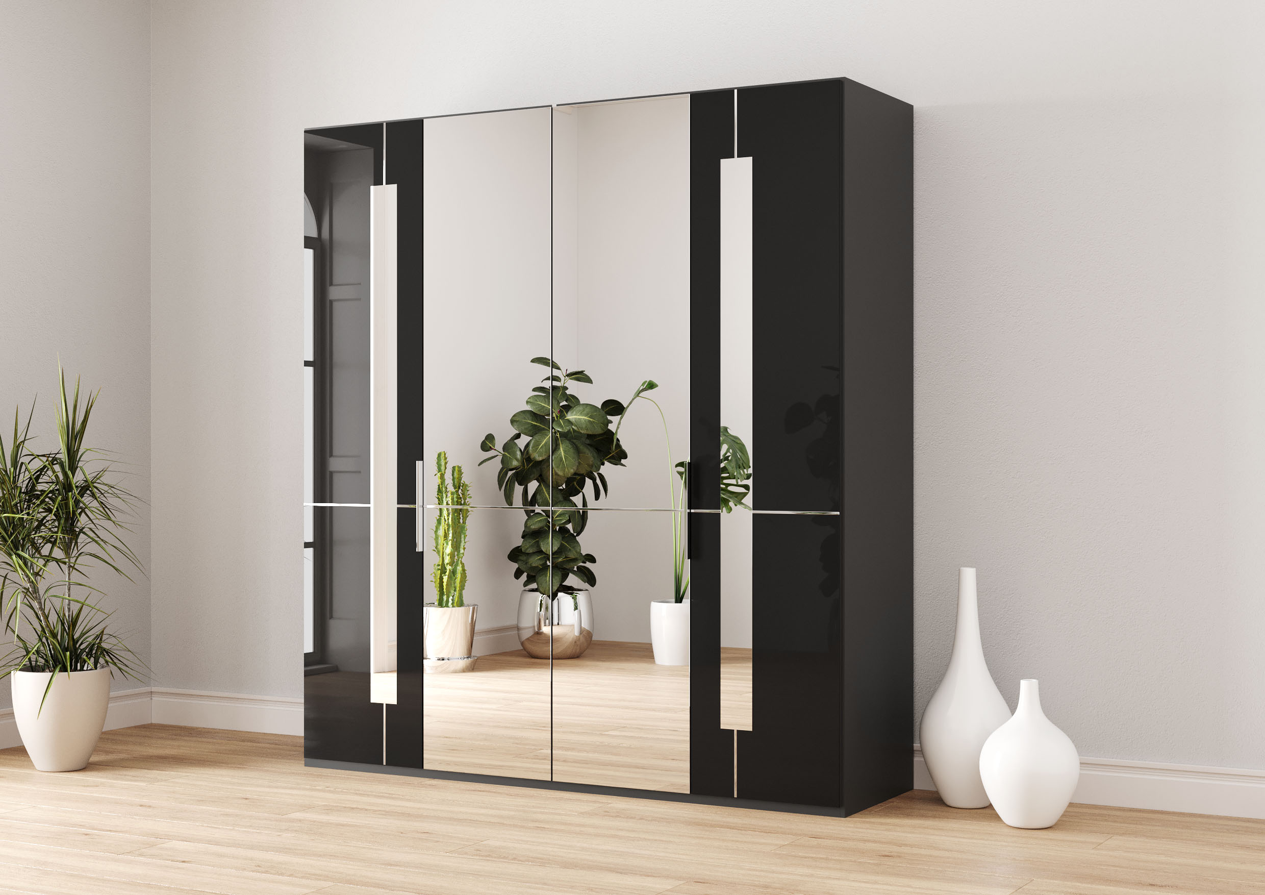 Musterring Kleiderschrank "Imola W" inkl. Einlegeböden und Kleiderstangen, mit Glas- und Spiegeltüren