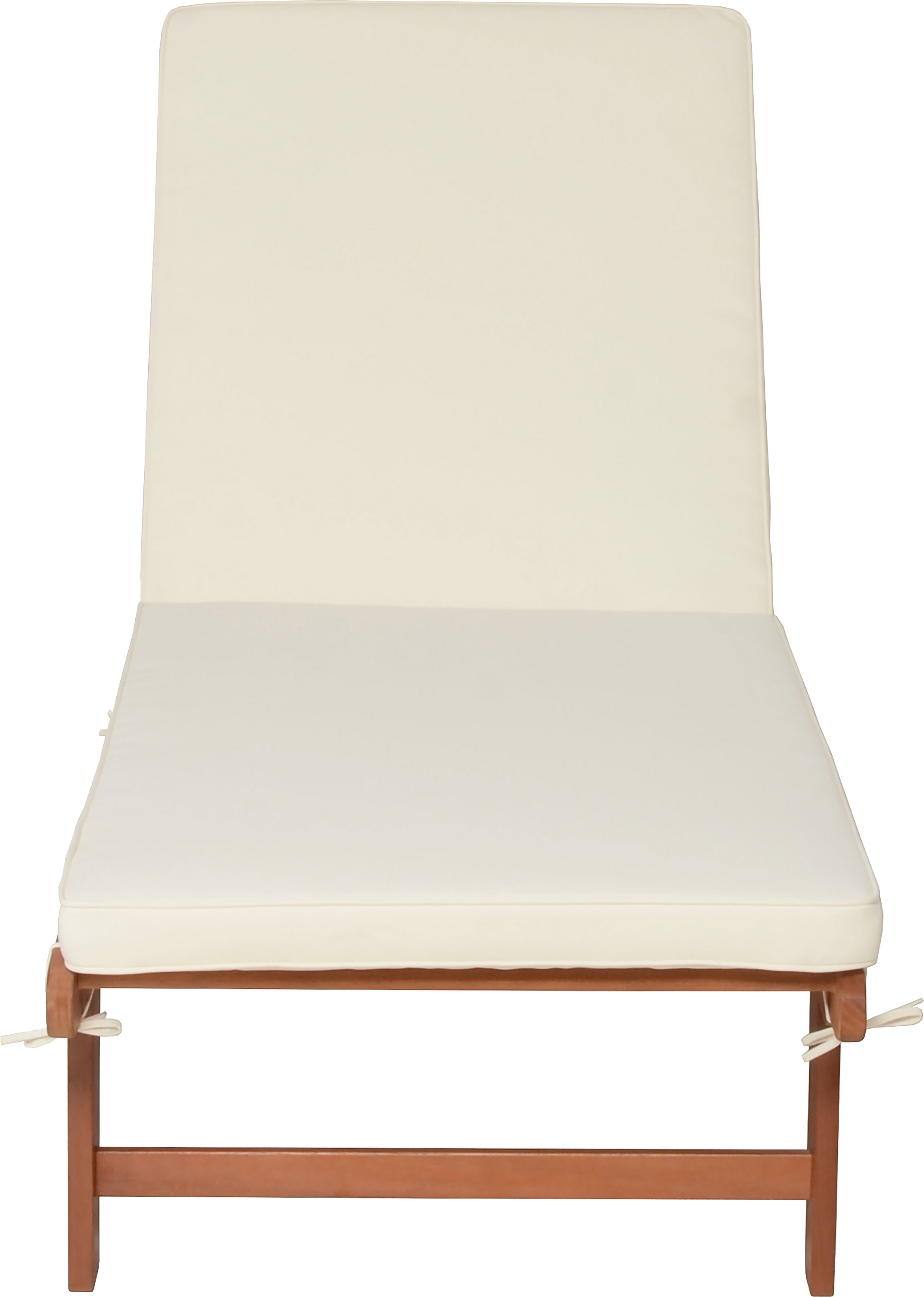 Garden Pleasure Gartenliege »Sonnenliege »SAN DIEGO«, beige«, (ausziehbarer Tisch, inkl. Auflage), Eukalyptusholz, verstellbare Rückenlehne, L: 183 cm
