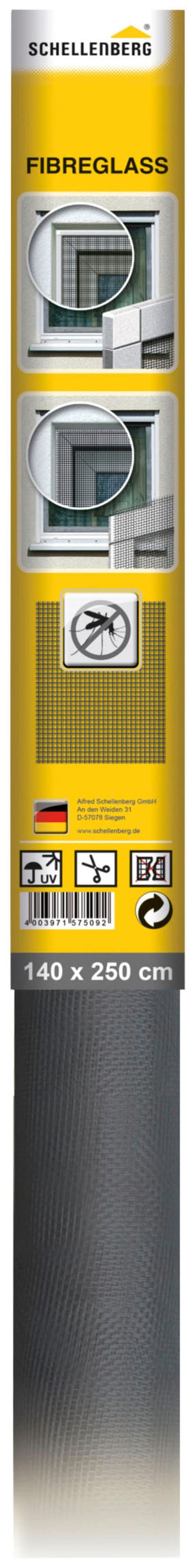 SCHELLENBERG Fliegengitter-Gewebe »aus Fiberglas«, Insektenschutz Rolle für Fenster und Tür, 100 x 120 cm, 57509