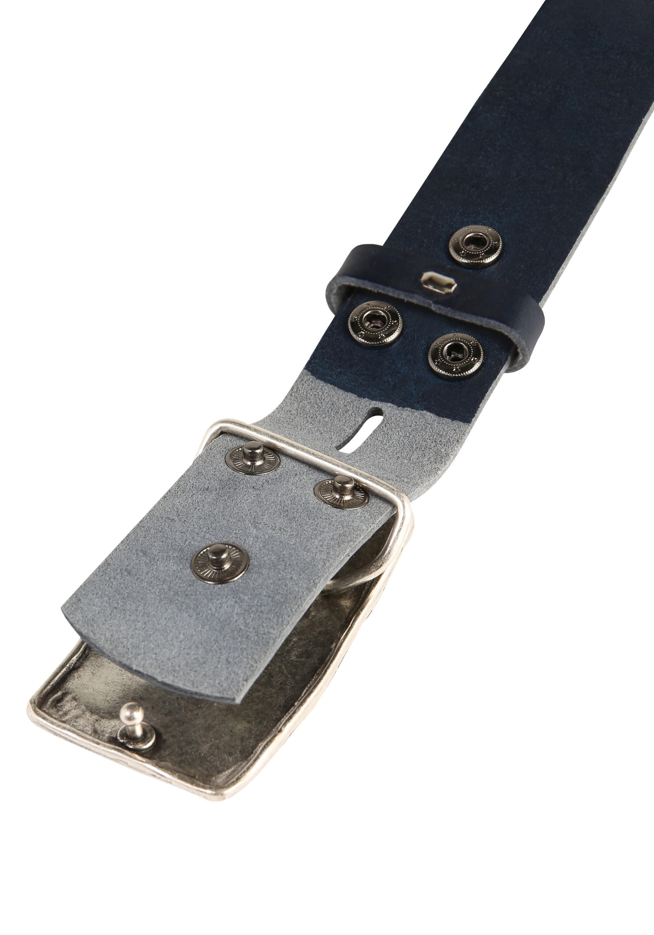 Rettungsring Gürtel Ledergürtel »»Soft Boom Navy«, mit austauschbarer Schließe »Felswand Silber««