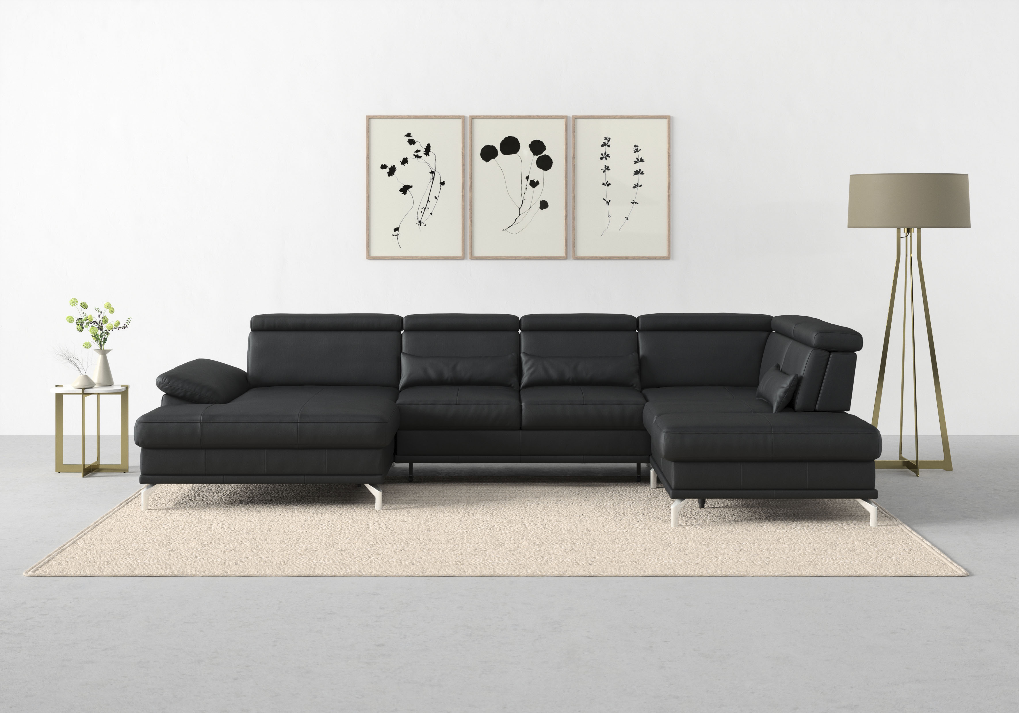 sit&more Wohnlandschaft "Cabrio U-Form, B: 359 cm, mit Sitztiefen-, Arm- & Kopfteilverstellung" 3 Nierenkissen, Federkern, optional Schlaffunktion und Stauraum