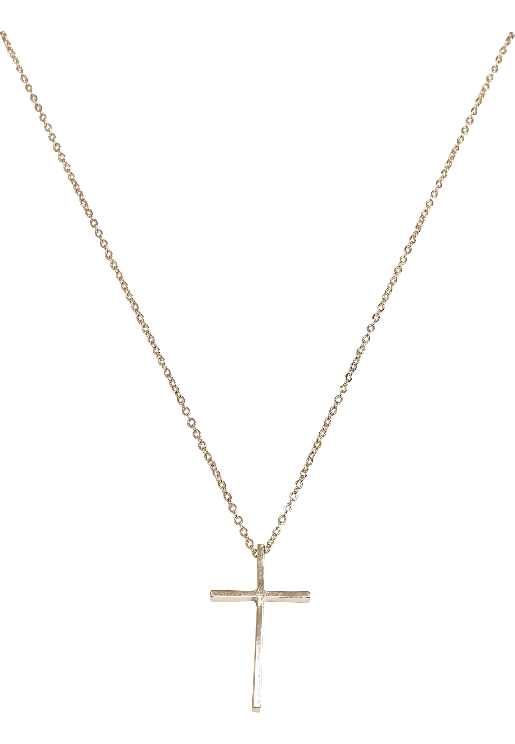 URBAN CLASSICS Damen Edelstahlkette "Urban Classics Unisex Big Basic Cross Necklace", onesize, Zink, gold, Zink, Halsketten