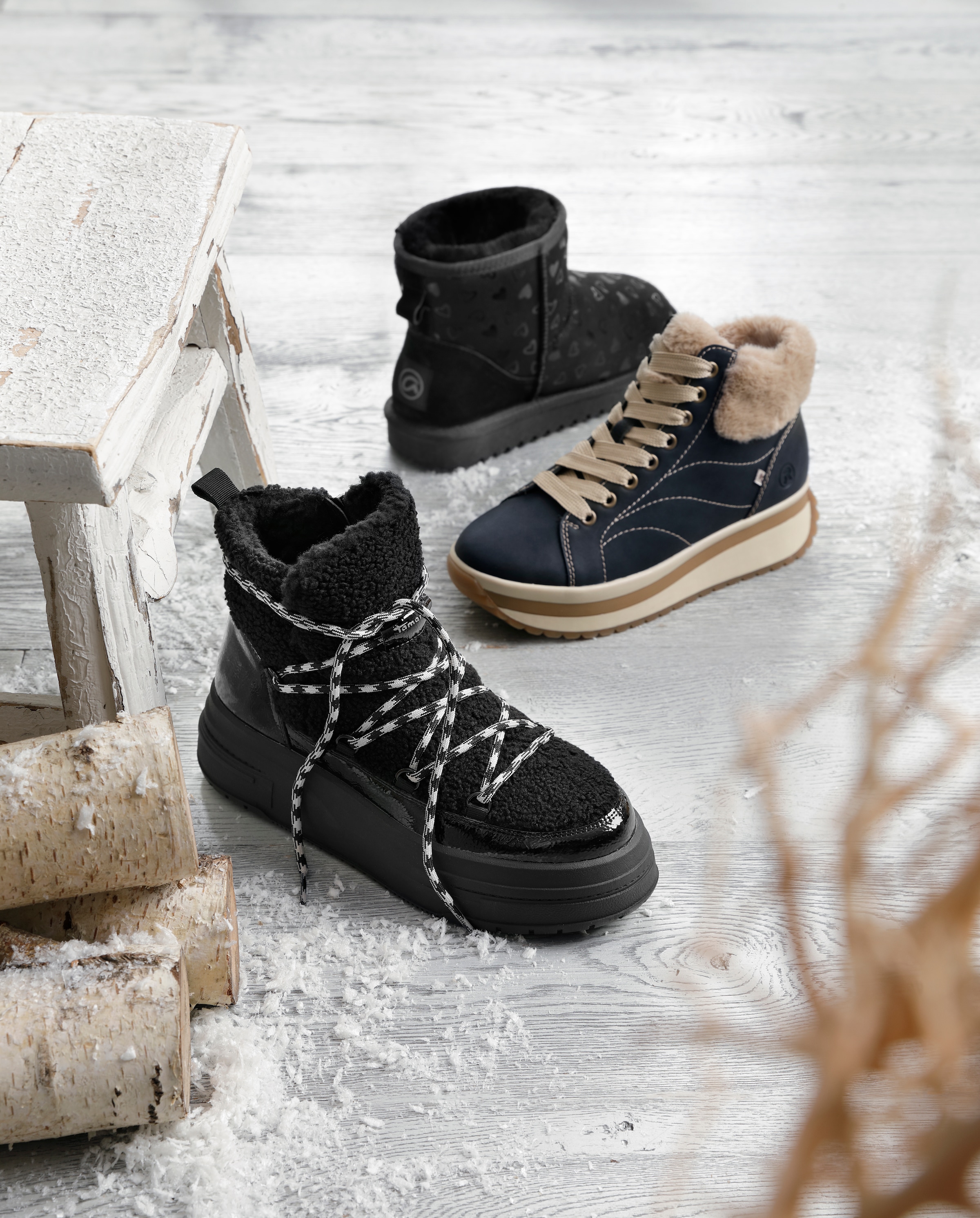 Rieker EVOLUTION Winterboots, Keilsneaker, Plateauboots mit Fellimitatkragen