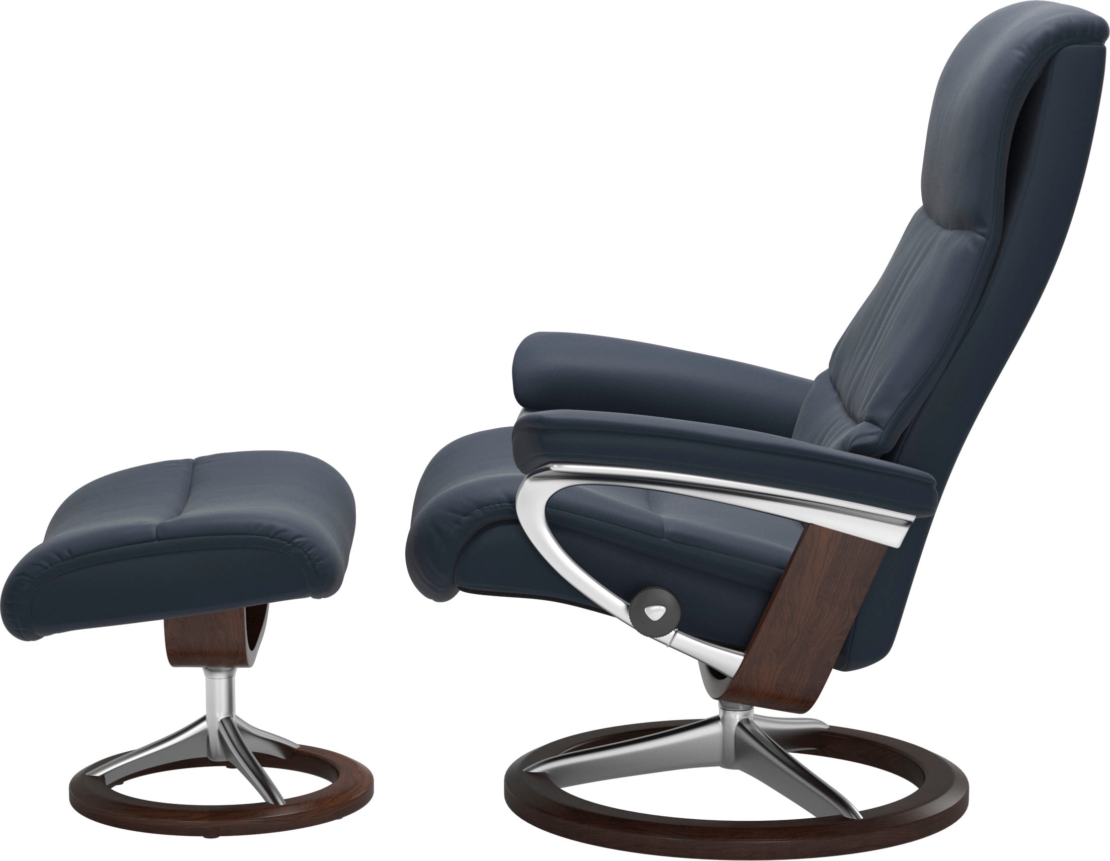 Stressless® Relaxsessel »View«, (Set, Relaxsessel mit Hocker), mit Signature Base, Größe S,Gestell Braun