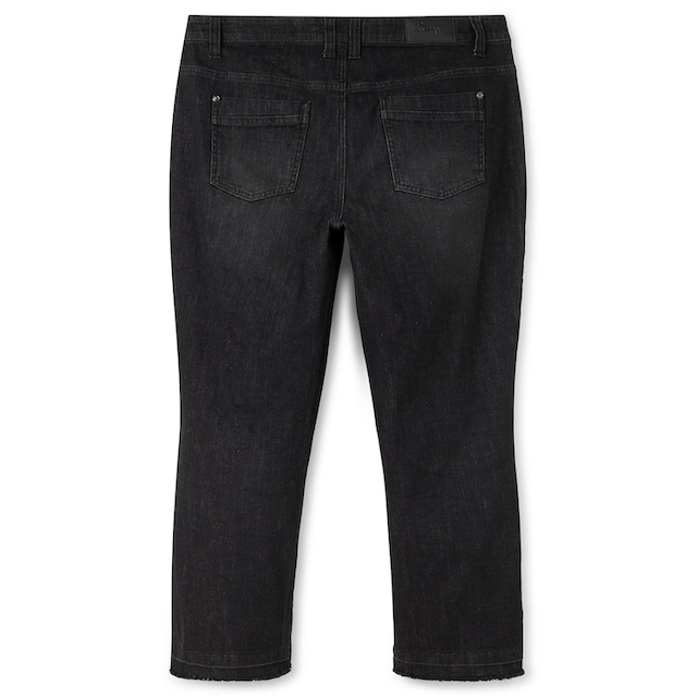 Sheego Stretch-Jeans »Große Größen«, mit Cut-out und Fransen am Saum kaufen  | BAUR