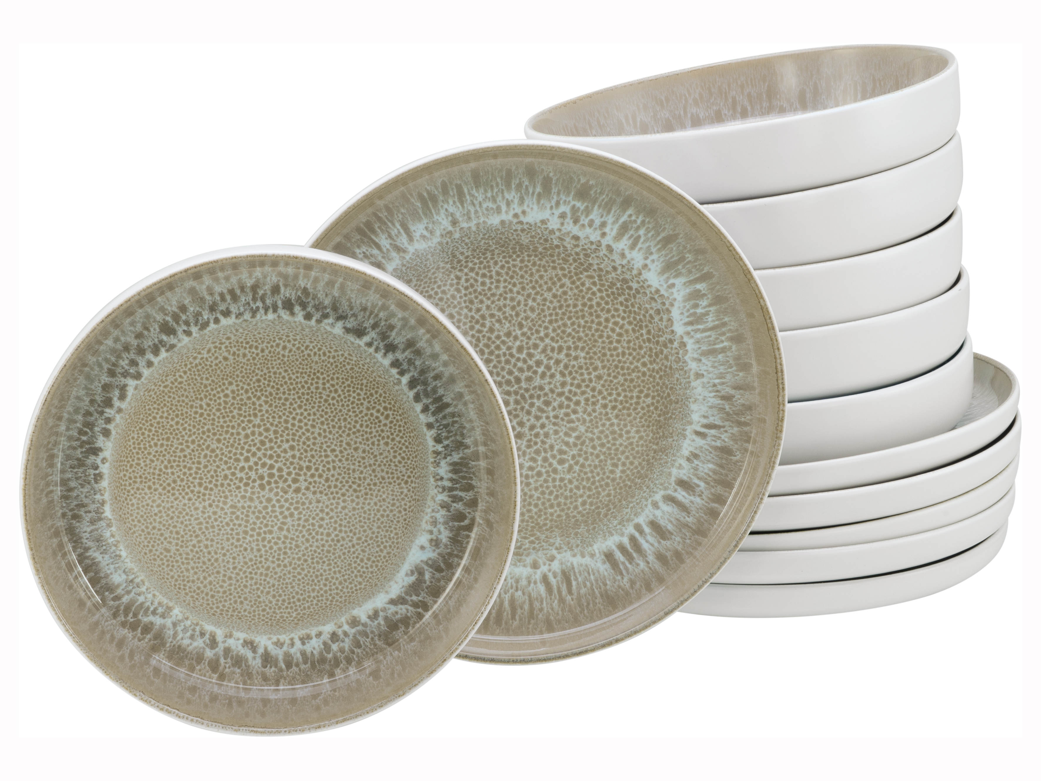 OTTO home 1100000002199 "Teller Set, modernes Geschirr-Set, Service Novalee" hohe Haltbarkeit, spülmaschinen- & mikrowellengeeignet, Reaktivglasur