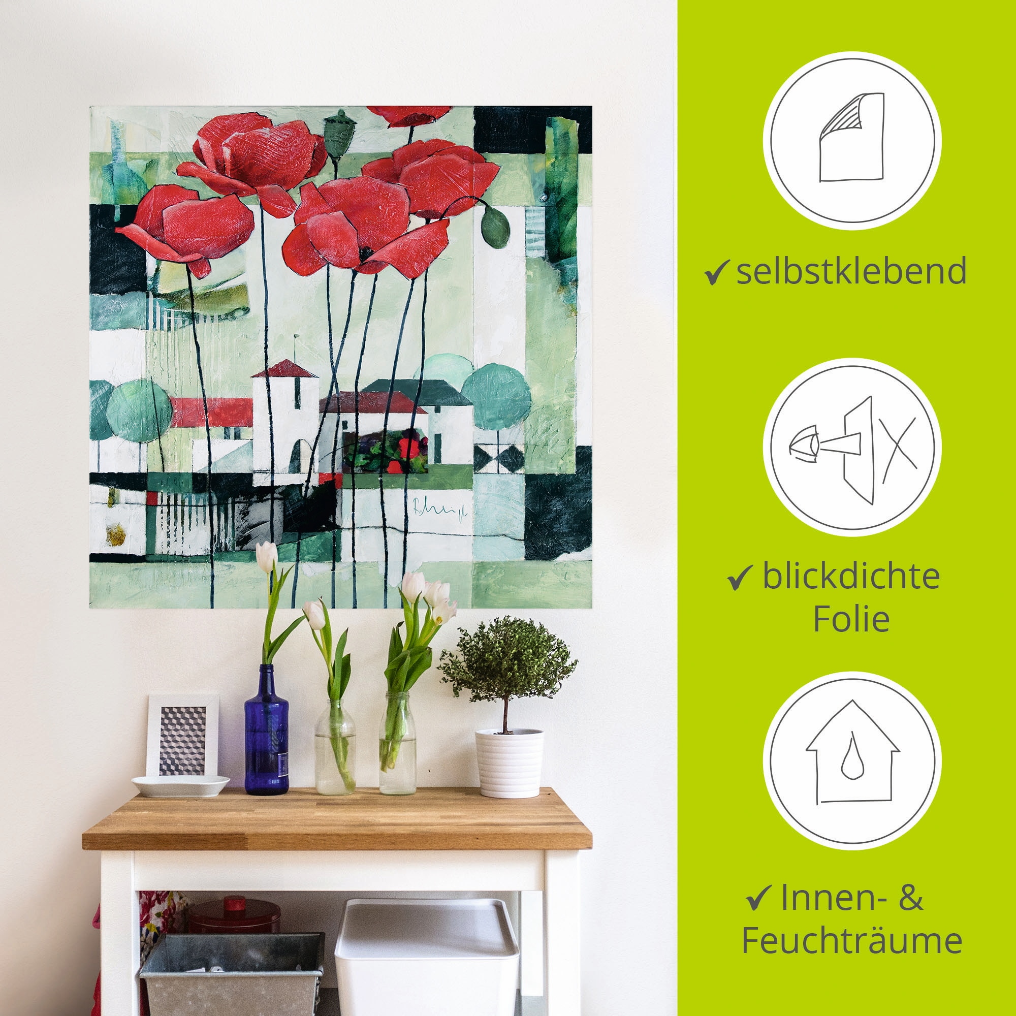 Artland Wandfolie »Mohnblumen II«, Blumen, (1 St.), selbstklebend
