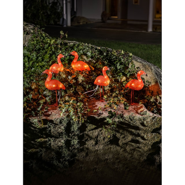 KONSTSMIDE Weihnachtsfigur, LED Acryl Flamingos, 5er-Set, 40  bernsteinfarbene Dioden | BAUR