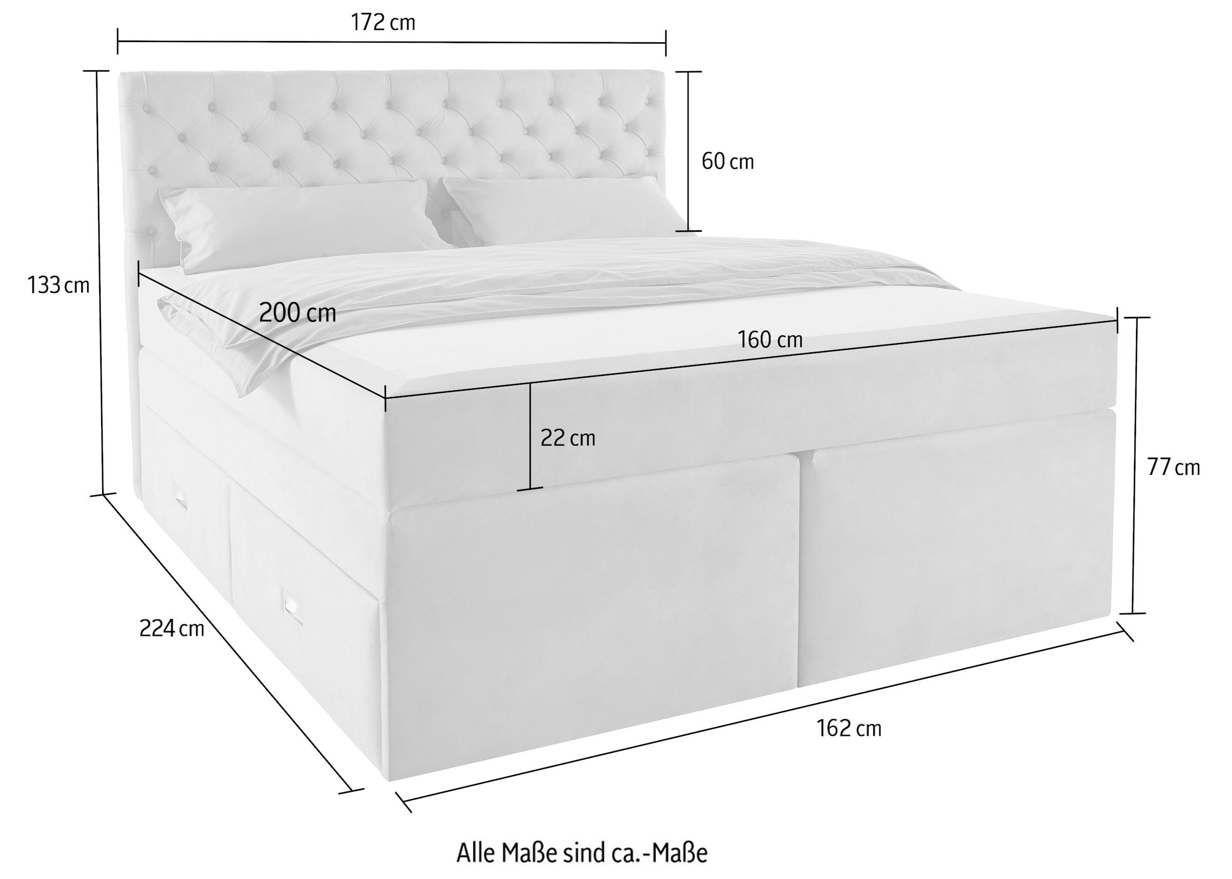 Home affaire Polsterbett »Boxbett Alvi mit Schubladen, Taschen-Federkernmatratze«, wahlweise Härtegrad der Matratze H2/H3/H4