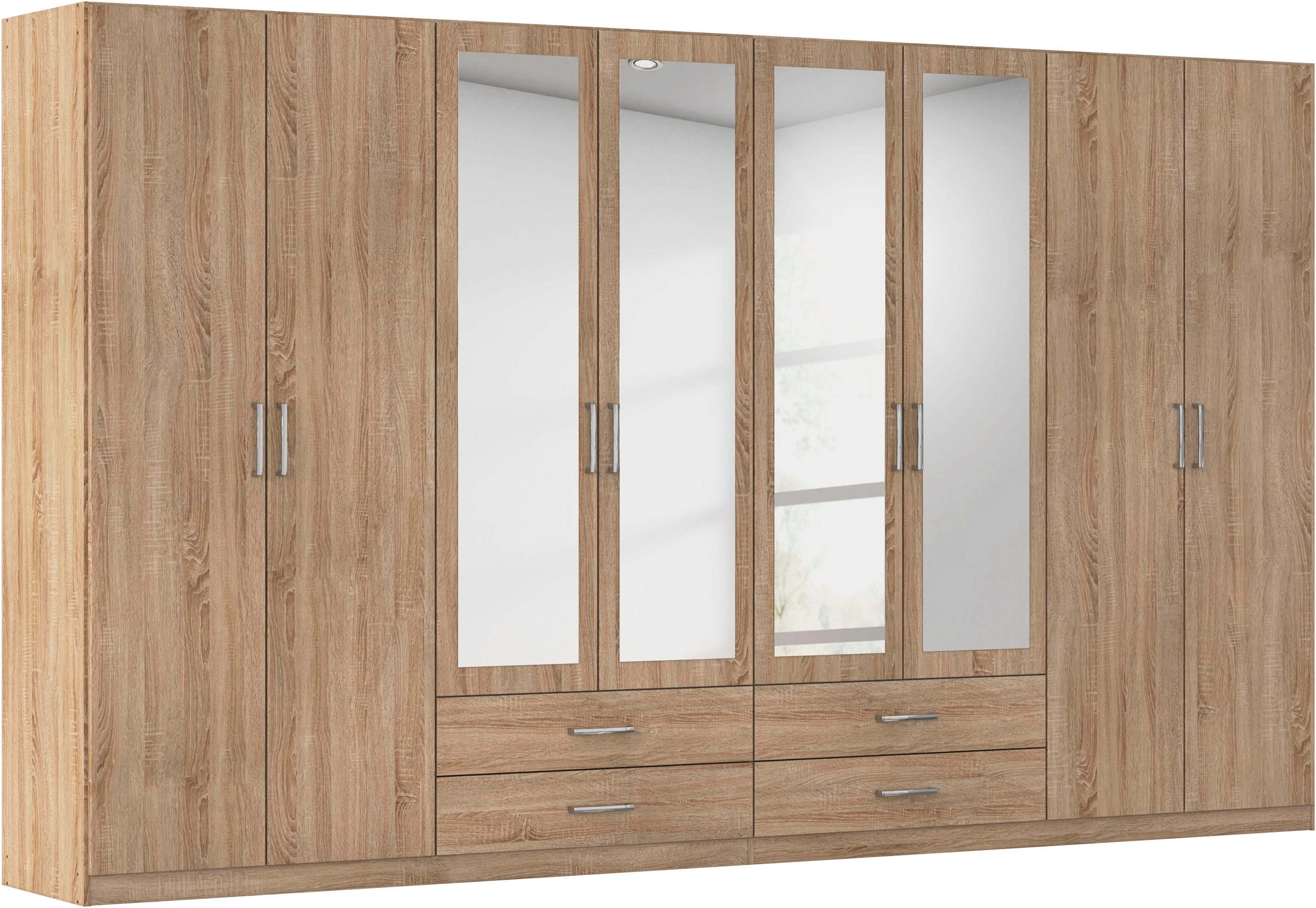 rauch Kleiderschrank "Schrank Garderobe Ankleide GAMMA Breiten 91/136/181/226/271/315/360 cm" in 3 Ausstattungen BASIC/CLASSIC/PREMIUM (inkl. SOFT-CLOSE-Funktion), verschiedene Griff-Varianten, mit Spiegel TOPSELLER MADE IN GERMANY