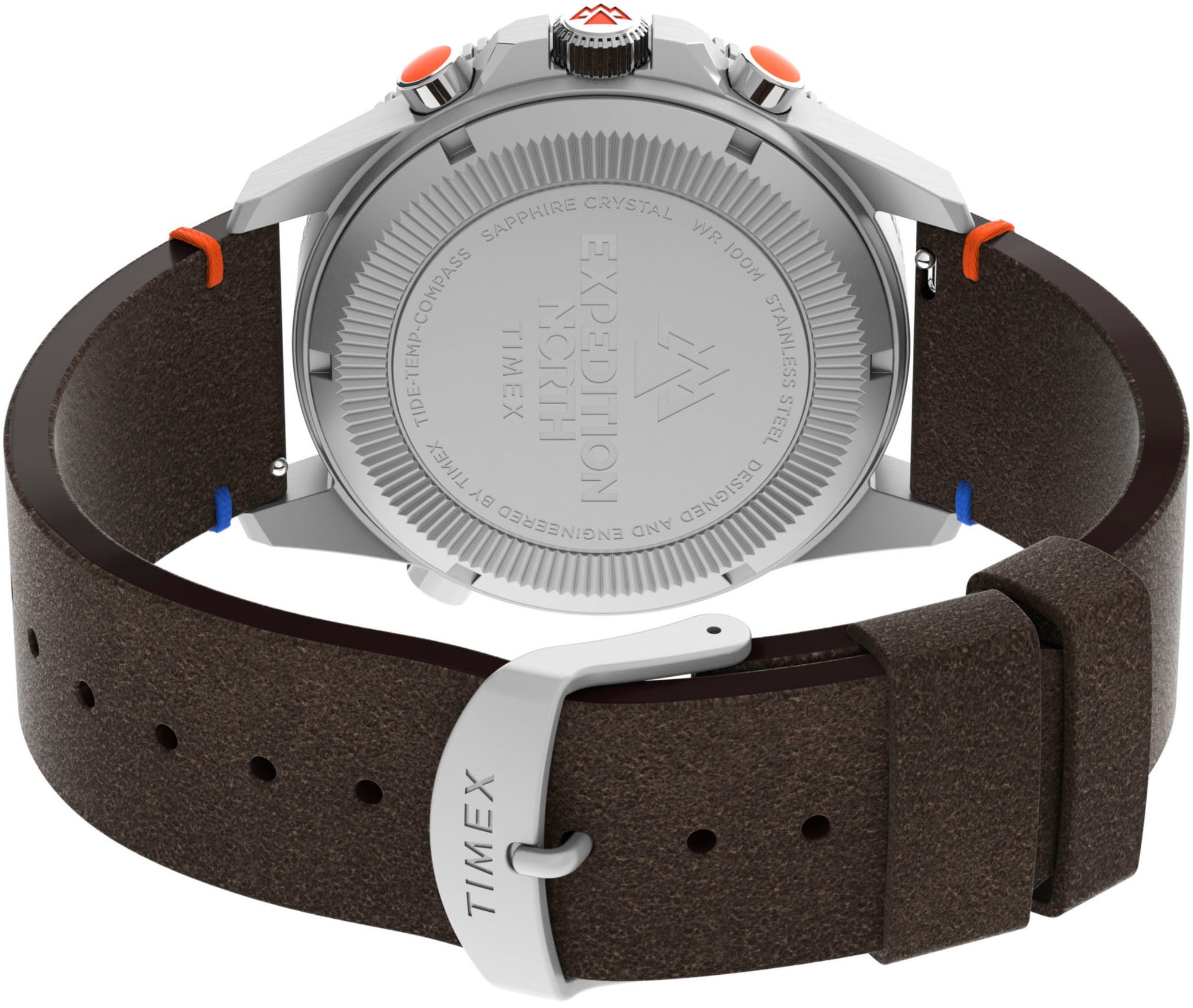 Timex Quarzuhr »TIDE/TEMP/COMPASS«, Armbanduhr, Herrenuhr, Datum, Leuchtzeiger, Saphirglas, Lederarmband