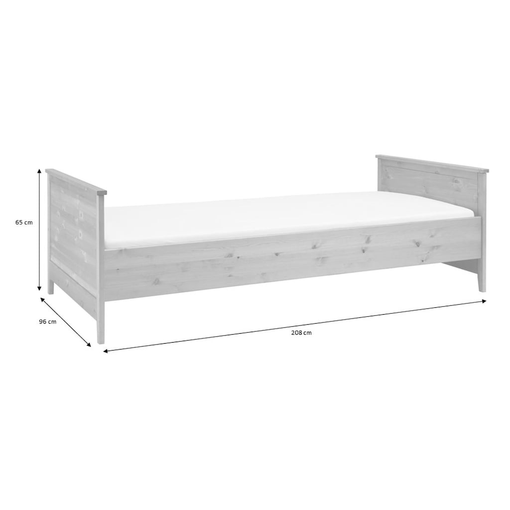 Lüttenhütt Jugendzimmer-Set »Solvita«, (Bett 90x200cm, Kleiderschrank 3 trg, Nachtkonsole, Kommode, Wandregal)