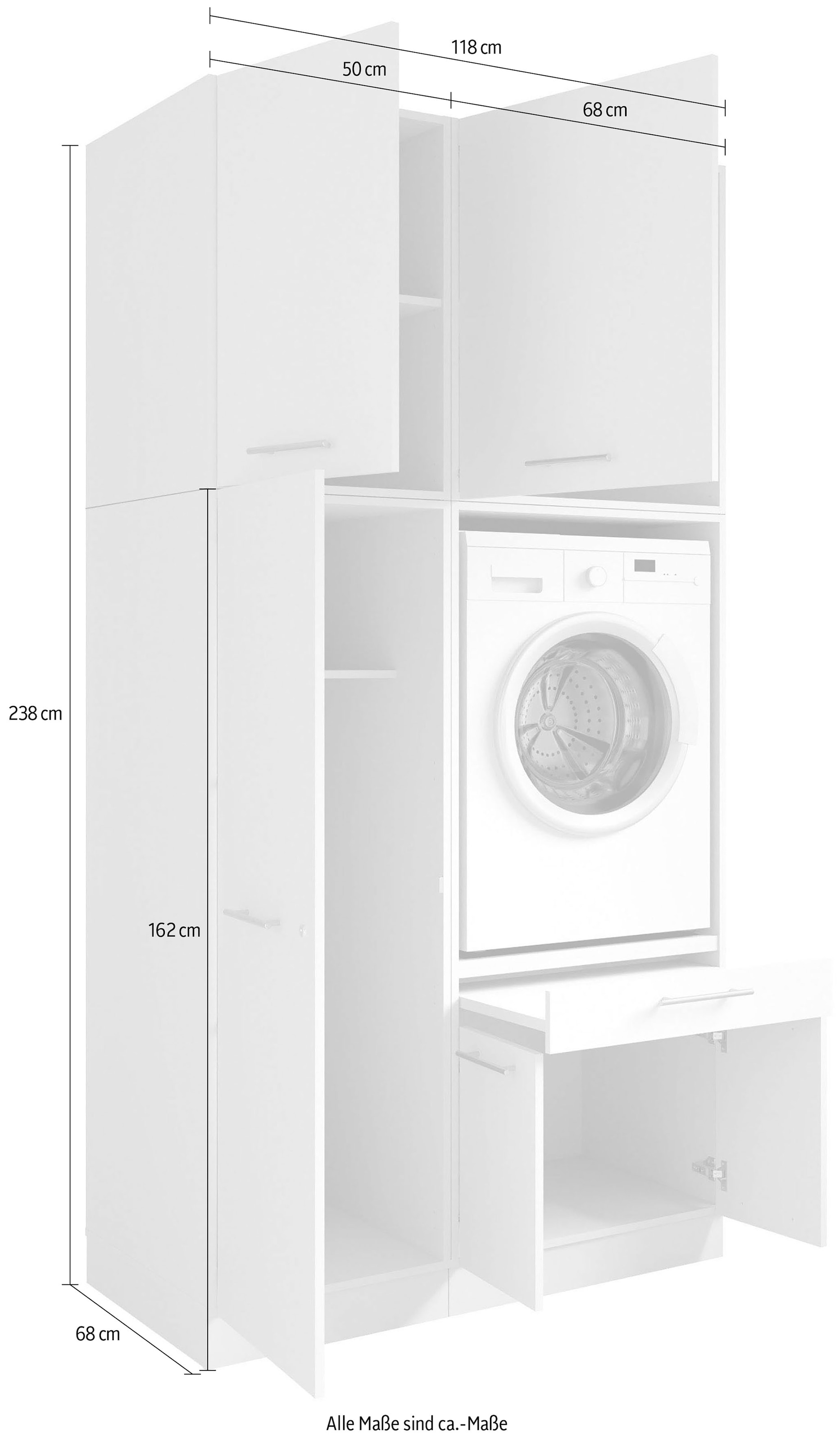 Laundreezy Mehrzweckschrank-Set »Laundreezy, 4-tlg. Mehrzweckschrank-Set B/H/T 118/238/68 cm« 4 Stk. tlg.