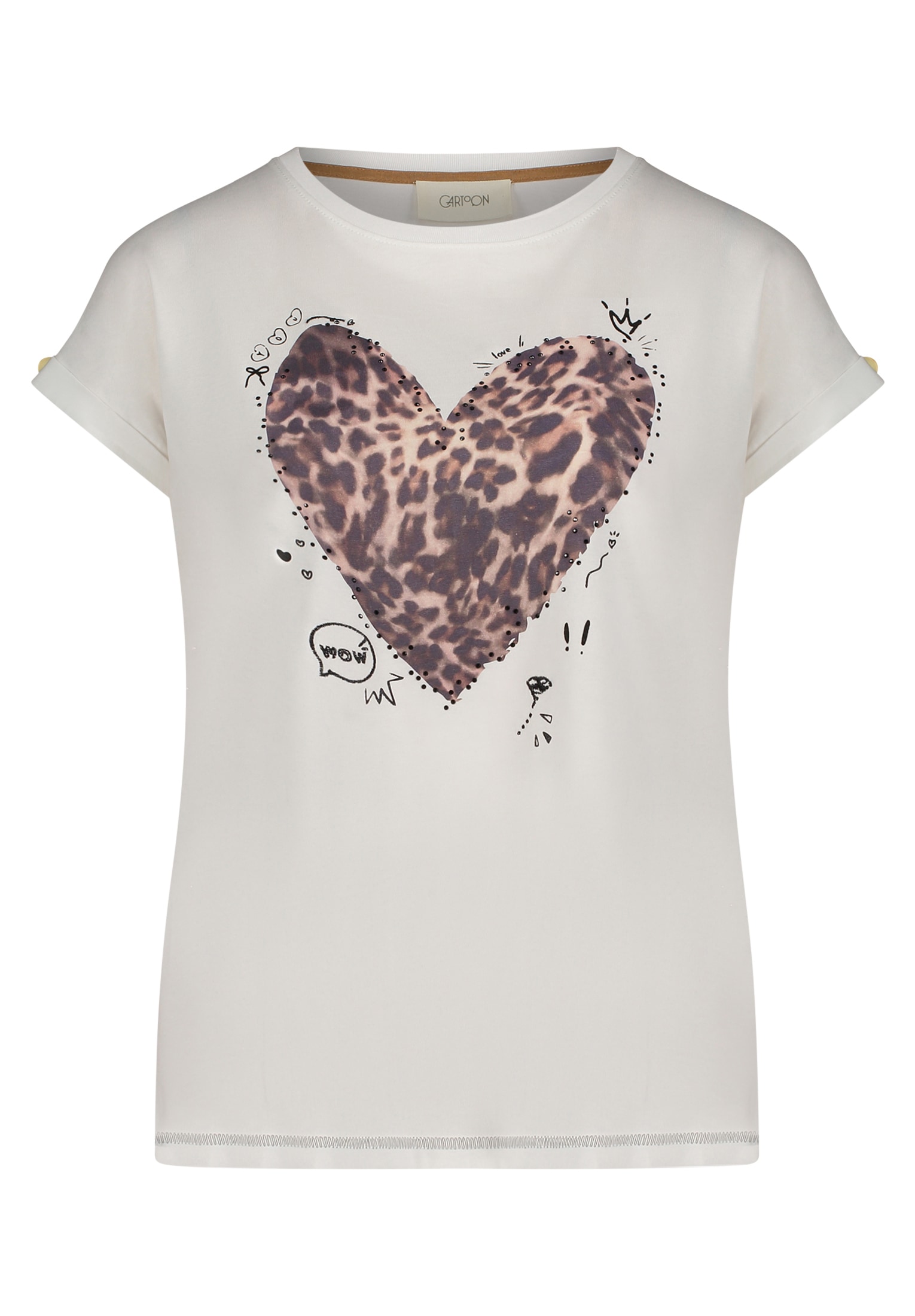 Cartoon Kurzarmshirt »Damen Printshirt mit Ärmelaufschlag« 1 Stk. tlg.