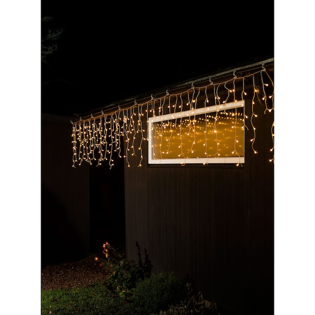 KONSTSMIDE LED-Lichtervorhang »Weihnachtsdeko aussen«, 200 St.-flammig, LED  Eisregen mit weißen Globes, 200 bernsteinfarbene Diode kaufen | BAUR