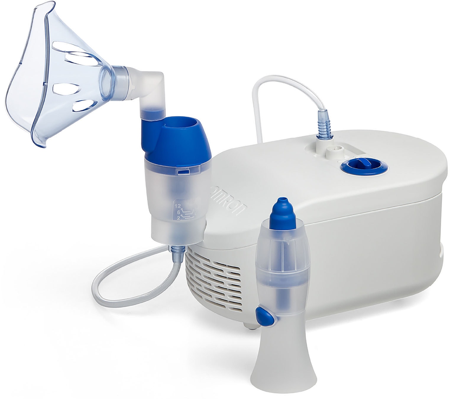 OMRON Inhalationsgerät "X102 Total mit Nasendusche, zur Behandlung von Atemwegserkrankungen", weiß, B:14,5cm H:12,4cm T:22,2cm, Inhalationsgeräte,