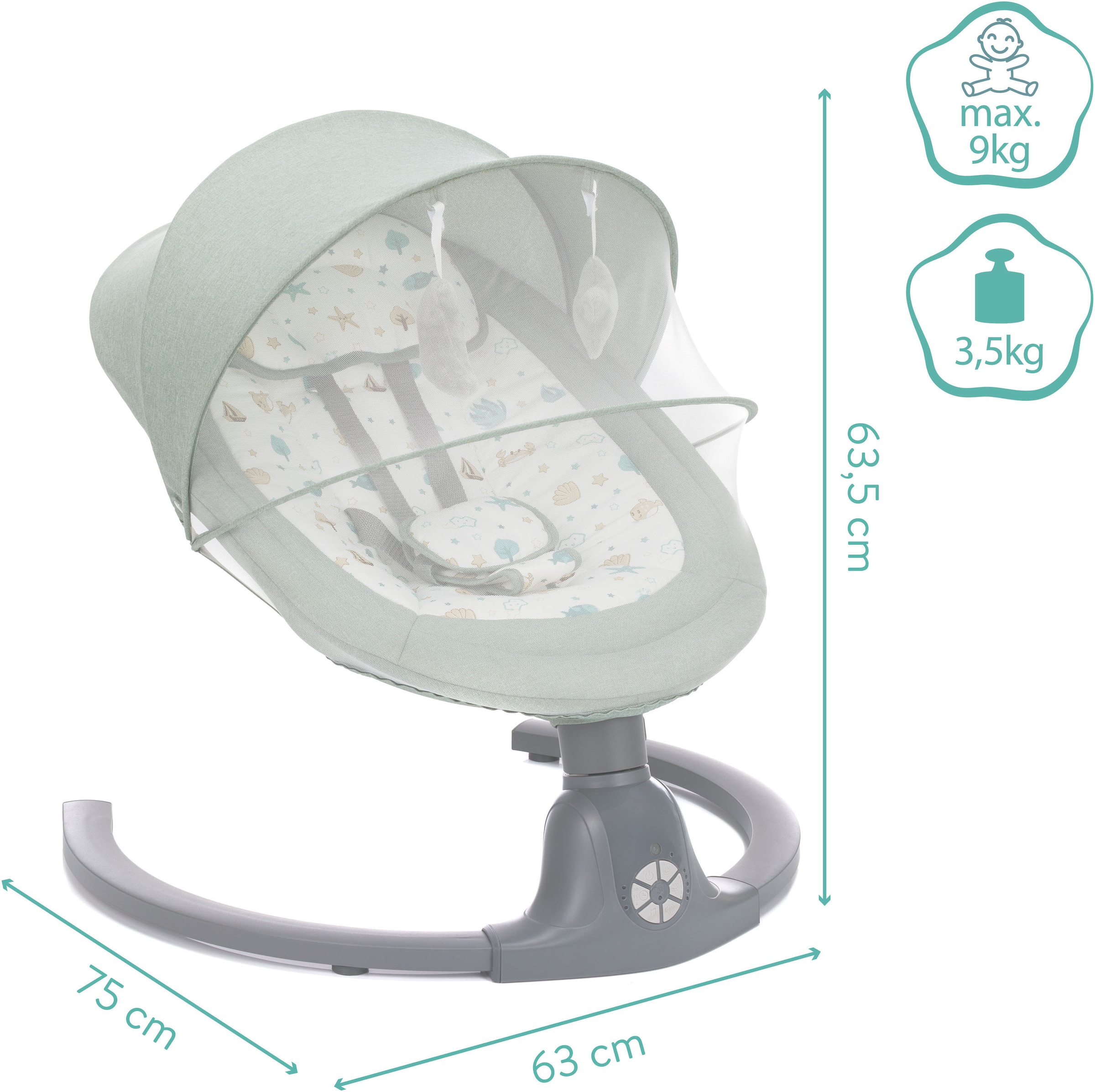 Fillikid Babywippe »Stella« bis 9 kg elektrisch; intelligente KI-Bewegungserkennung