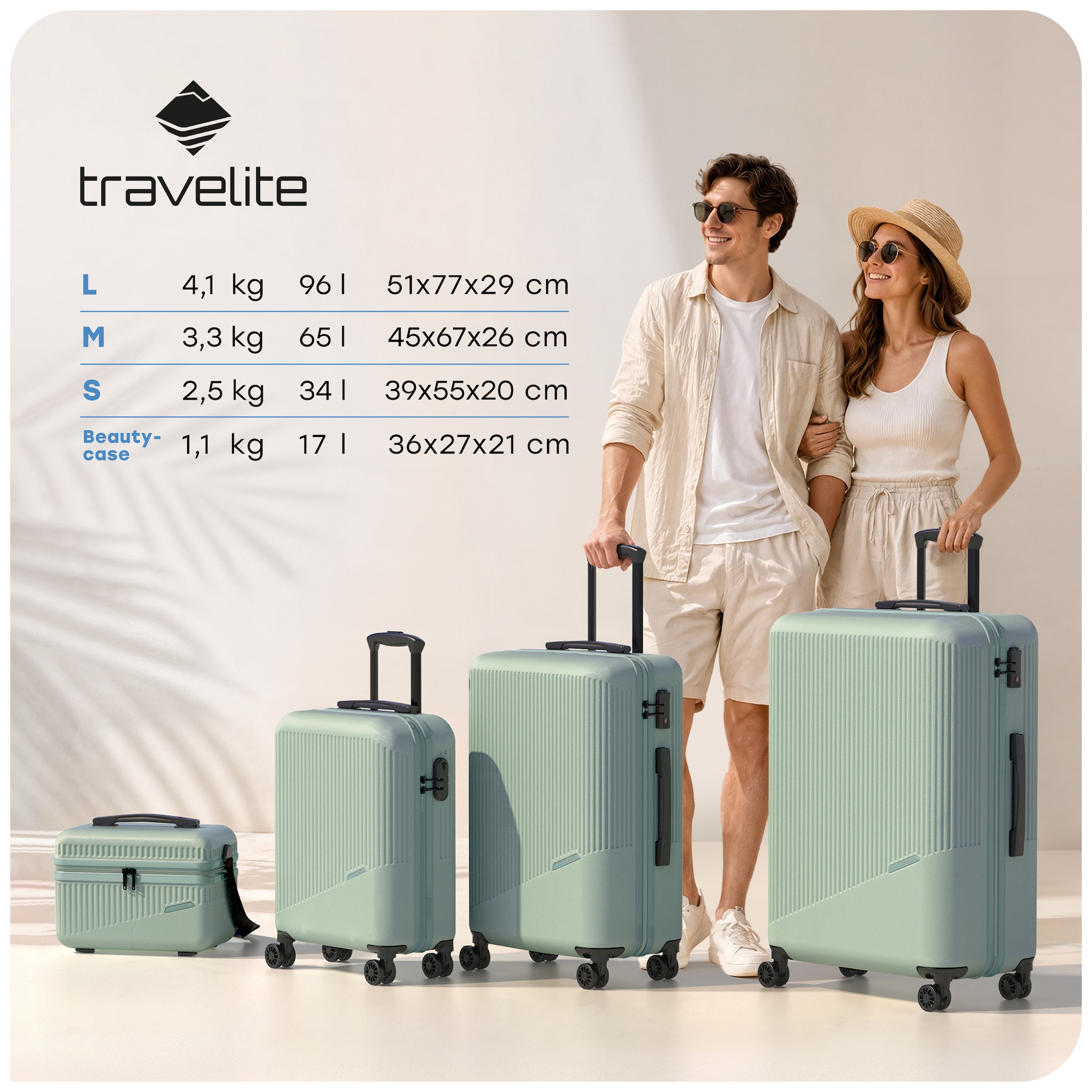 travelite Hartschalen-Trolley »BALI Reisekoffer Hartschale« 65 l 4 Rollen TSA-Schloss – robustes Reisegepäck