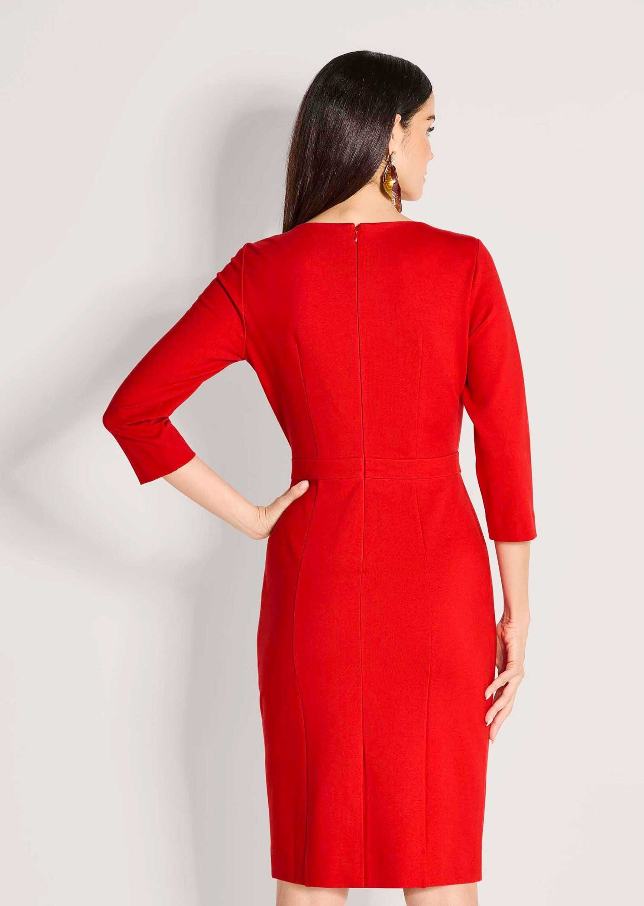 MADELEINE Jerseykleid »Kleid Schmales Jerseykleid mit 3/4-Ärmel und Zierbiesen«