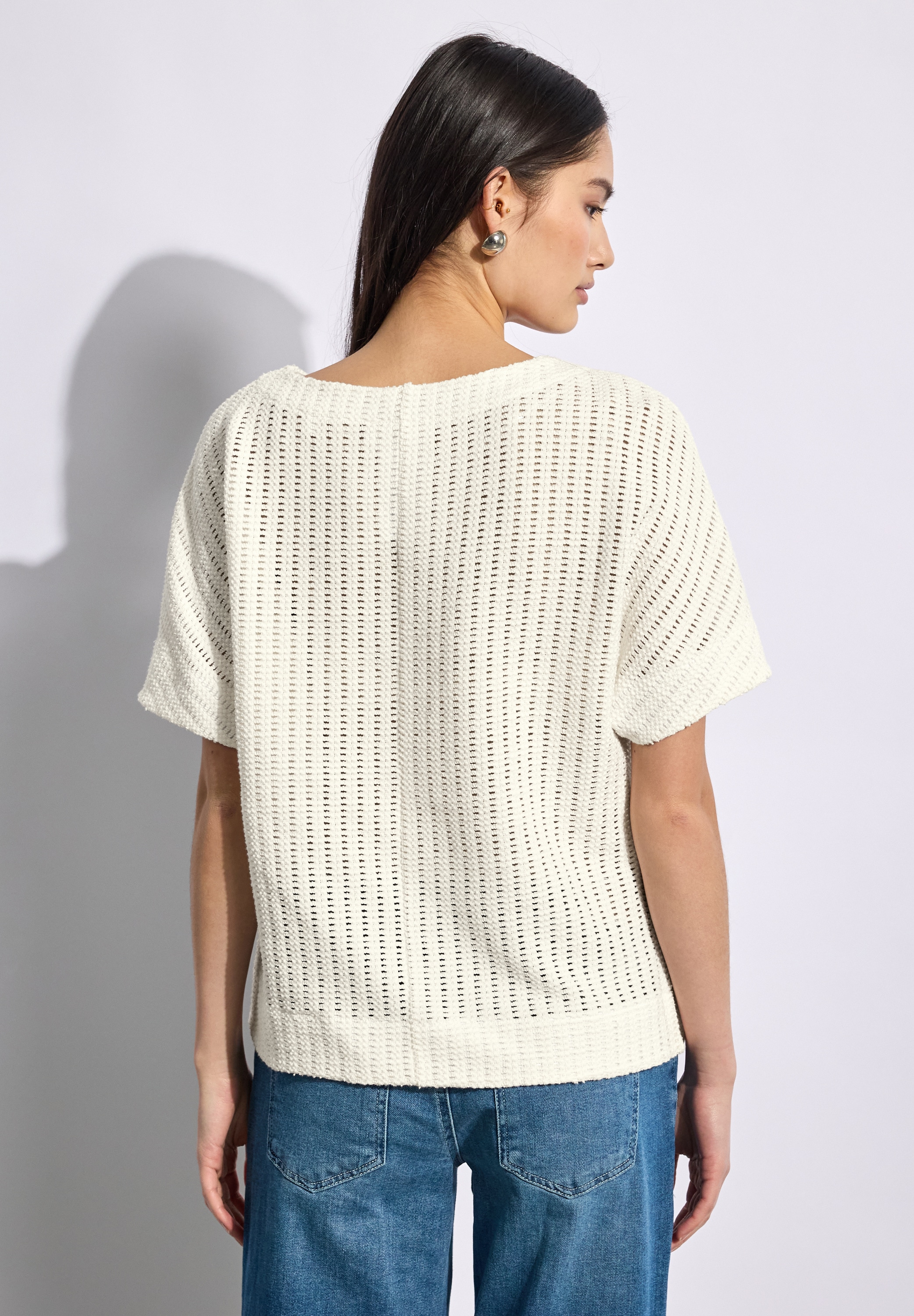 STREET ONE STUDIO T-Shirt, aus Baumwolle mit Stretchante