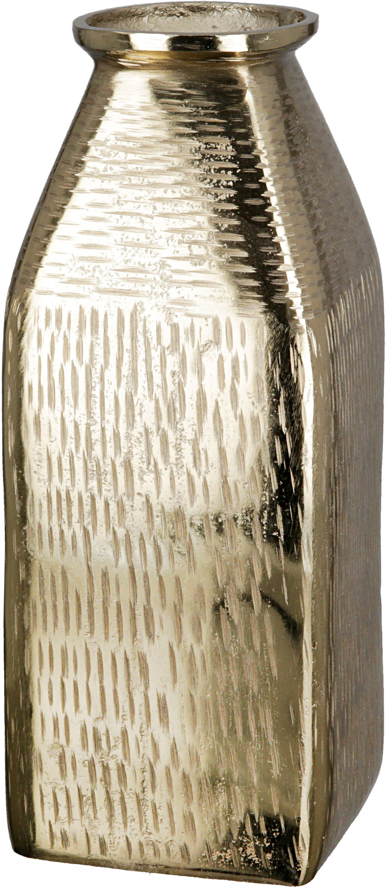 GILDE Tischvase "Lola, Dekovase", (1 St.), Vase aus Aluminium, mit geritzter Oberflächenstruktur
