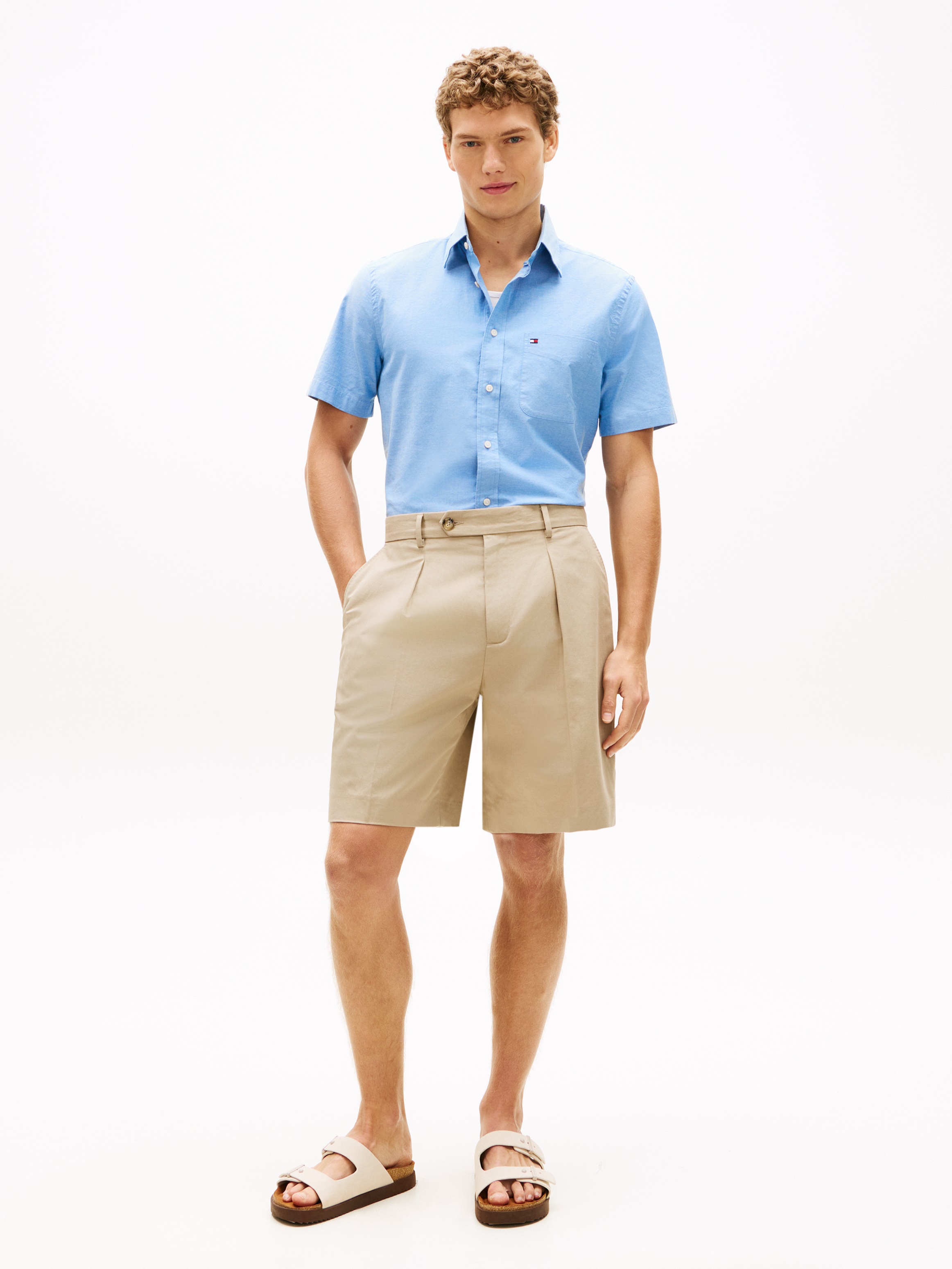 Tommy Hilfiger Kurzarmhemd »LIGHT OXFORD SOLID« regular fit, Button-down-Kragen