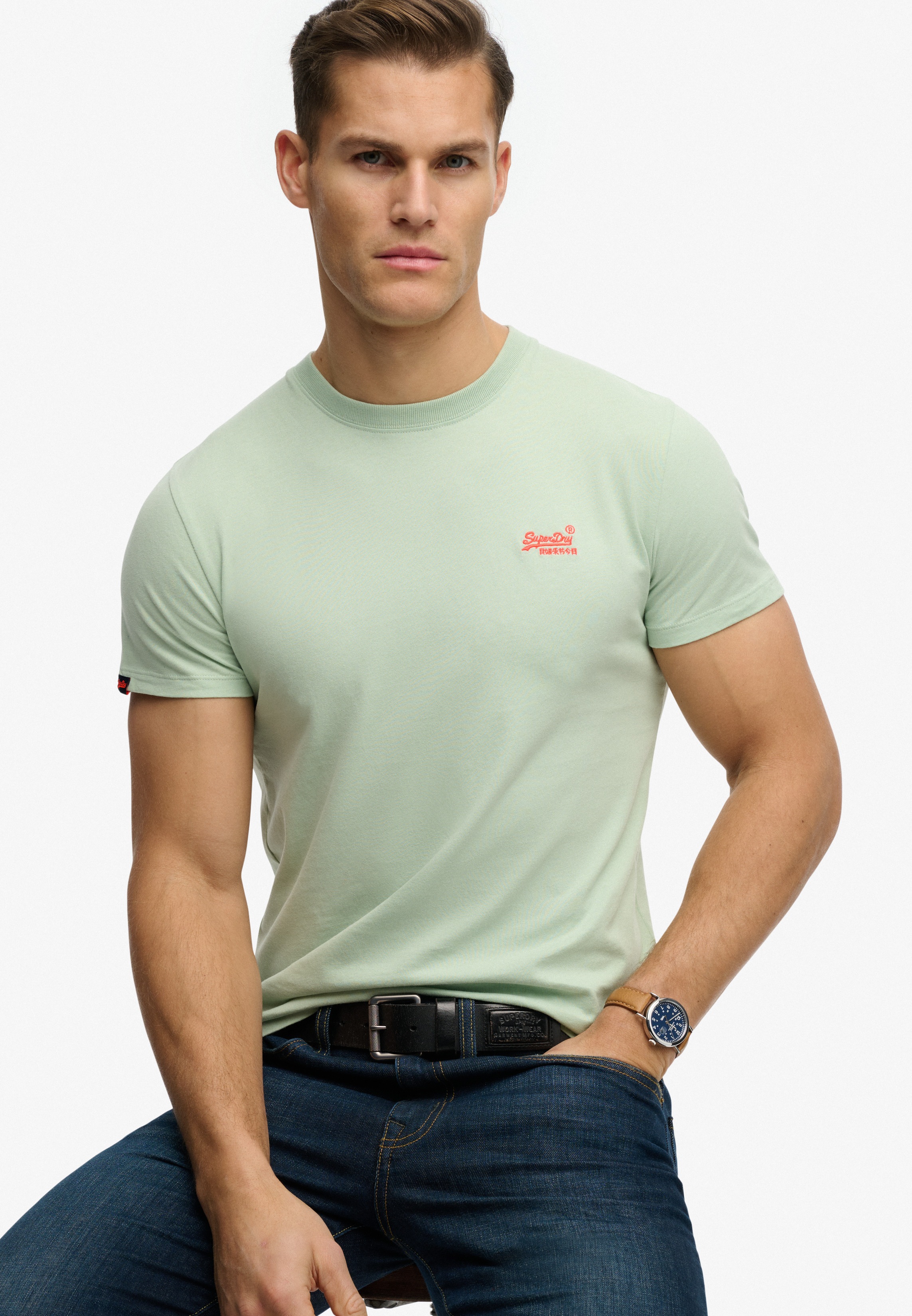 Superdry Essential Logo Embroidered T-Shirt Green/Red S