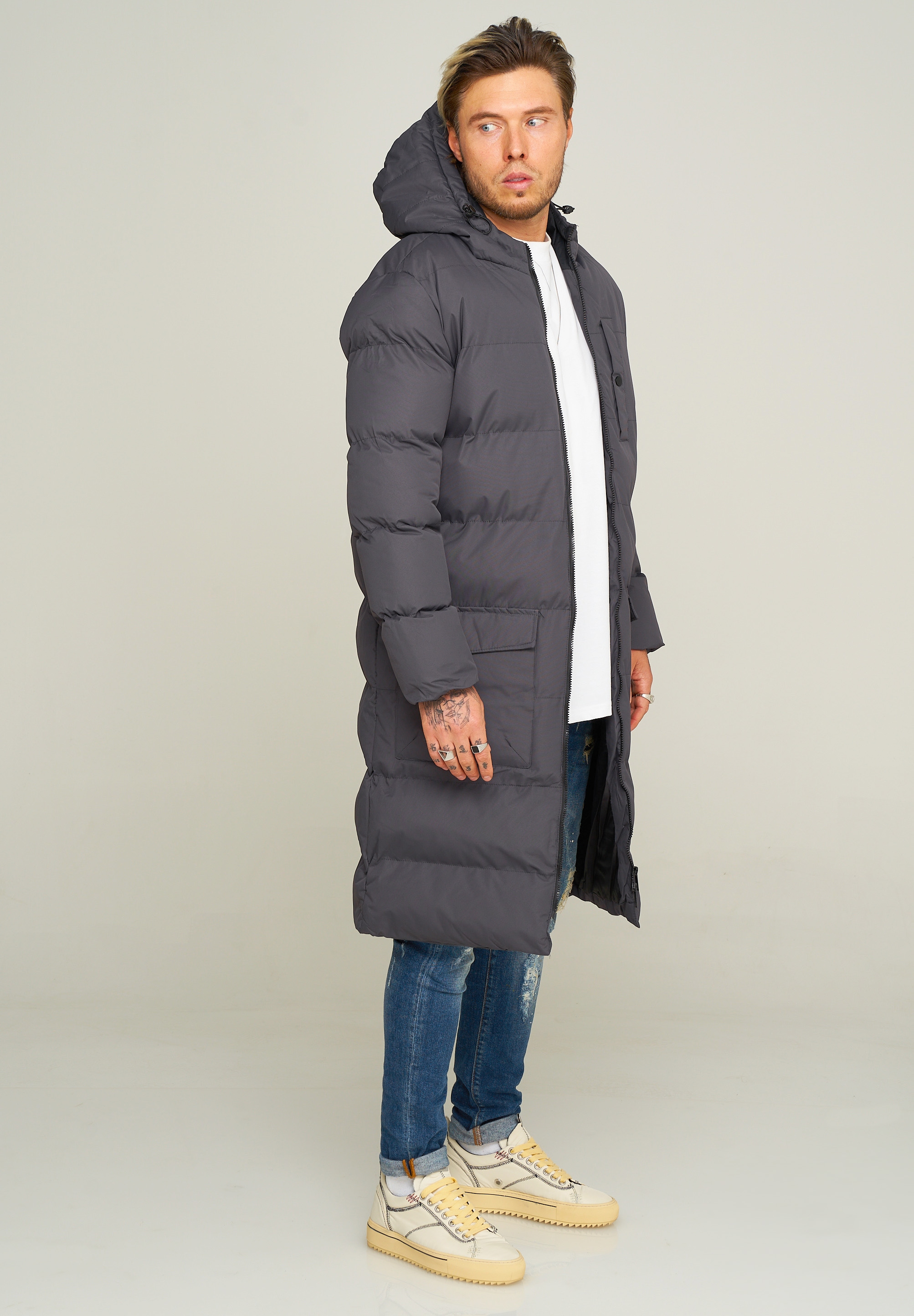 behype Parka »LONGLINE PUFFER PARKA«, mit Kapuze