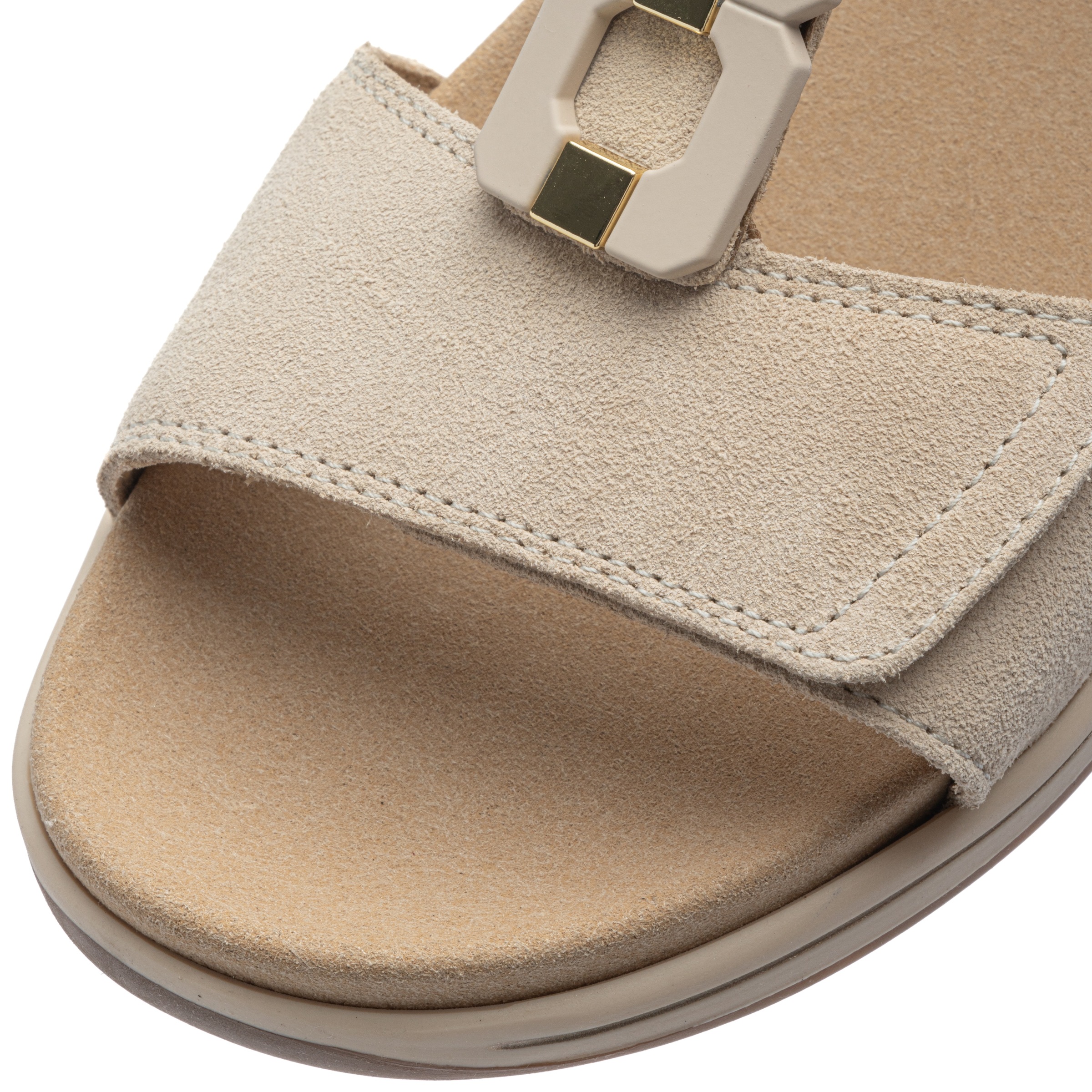 Keilsandalette ARA "OSAKA-S", Damen, Gr. 42, hellbeige, Veloursleder, unifarben, Basic, Schuhe, Keilabsatz, Riemchensandale mit High Soft-Funktion, H-Weite 2