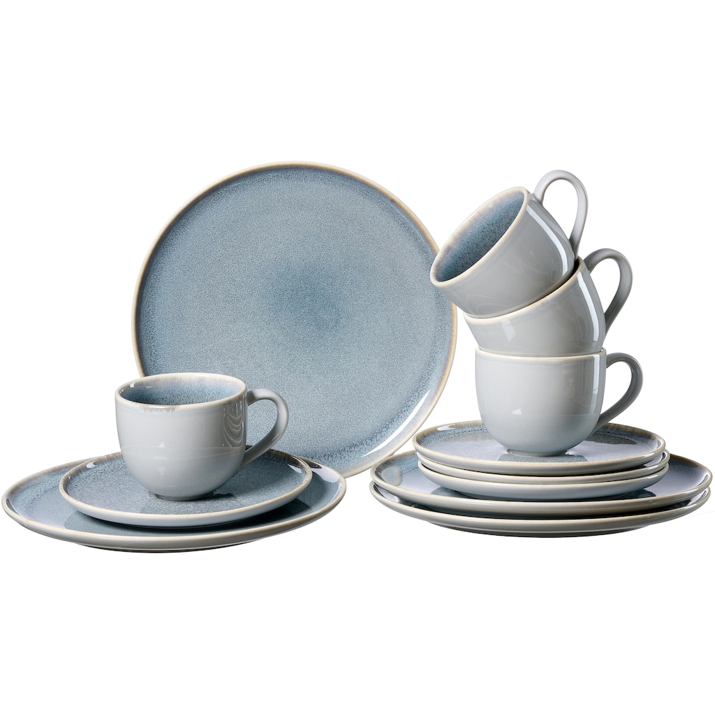 Ritzenhoff & Breker Kaffeeservice »Geschirr-Set, Service Skagen Stone«, (Set, 12 tlg., 4 Kaffeetassen (Ø 8 cm), 4 Untertassen (Ø 16 cm), 4 Teller (Ø 21,5 cm)