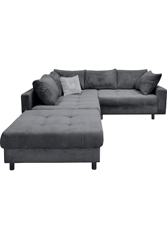 Ecksofa Toni L-Form, inklusive Hocker und Rückenkissen