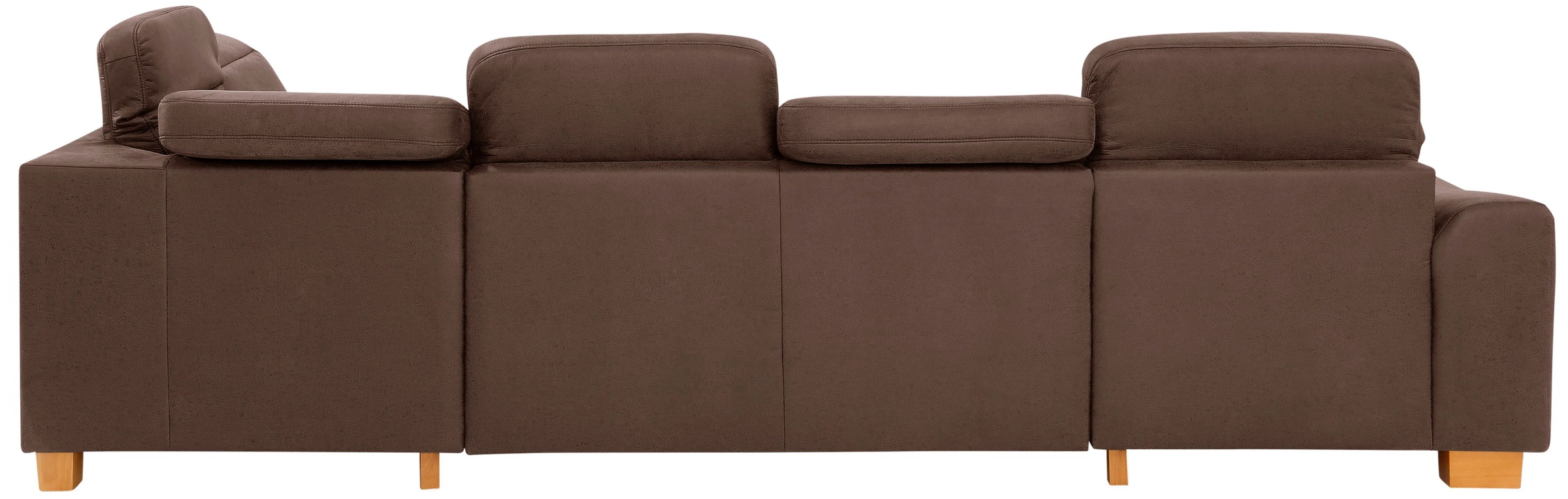 Wohnlandschaft HOME AFFAIRE "Dundee U-Form", braun (schokobraun), B:338cm H:86cm T:219cm, Luxus-Microfaser Lederoptik (100% Polyester), Sofas, Wohnlandschaft, wahlweise mit Kopfteilverstellung und zusätzlich mit Bettfunktion 9