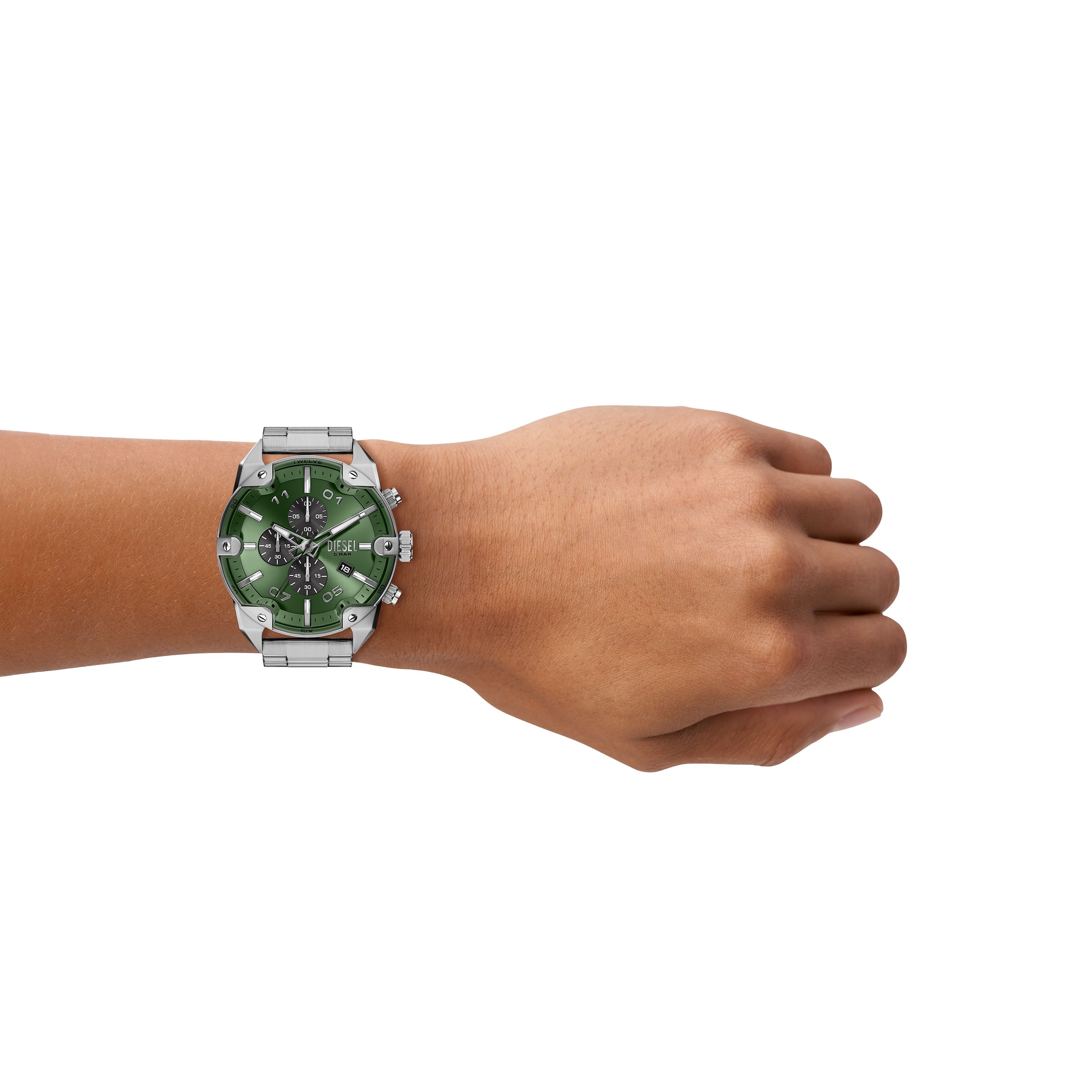 Diesel Chronograph »Spiked« Quarzuhr, Armbanduhr, Herrenuhr, Edelstahlarmband, analog, Tag