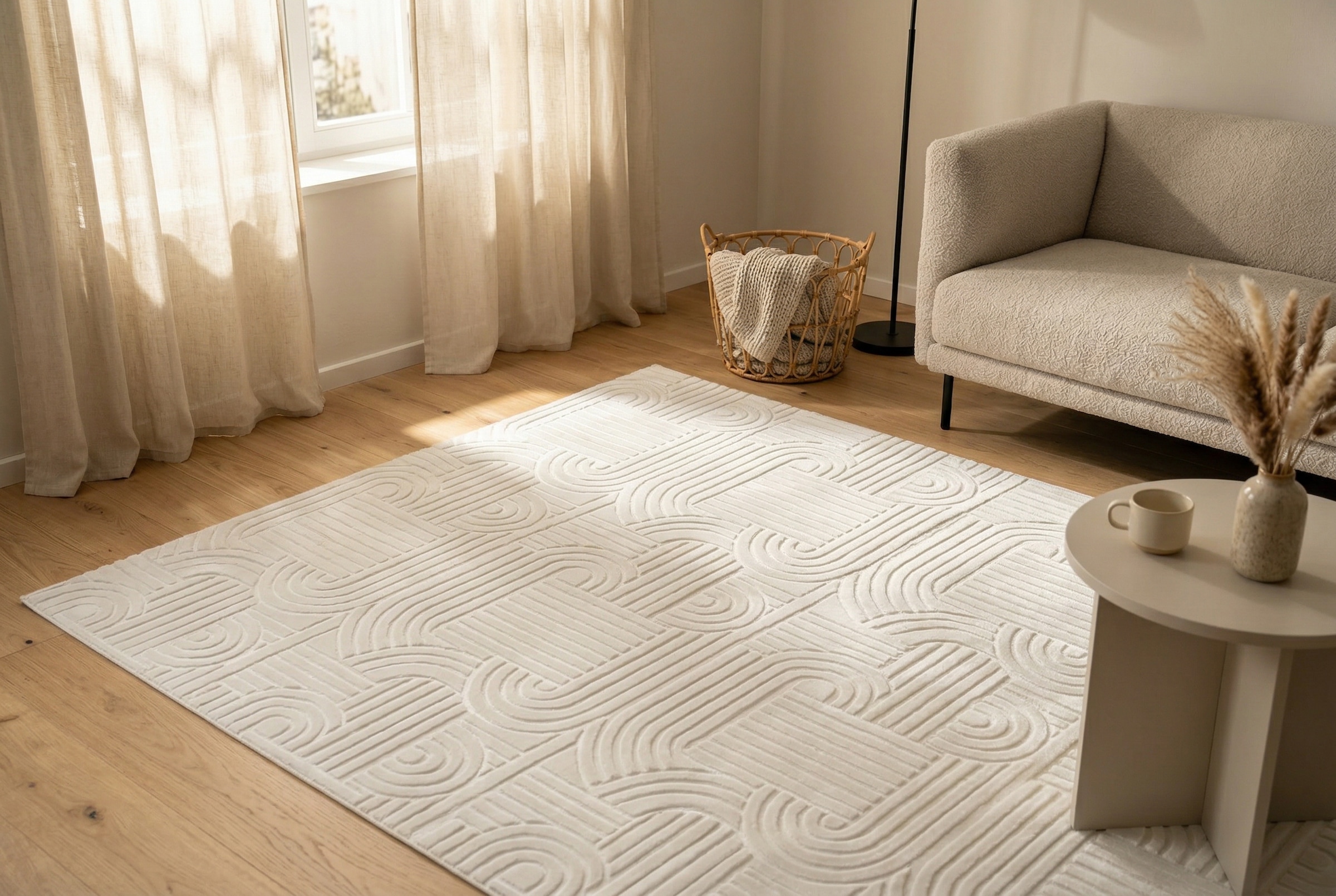 Kayoom Teppich "Calma 125" rechteckig 10 mm Höhe Kurzflor, 3-D Optik, Wohnzimmer