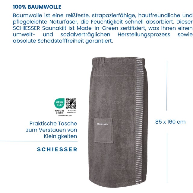 Schiesser Sarong »Saunakilt Rom für Damen aus saugstarkem Baumwoll-Frottier«,  (1 St.), mit Streifen-Akzent und Logostickerei | BAUR