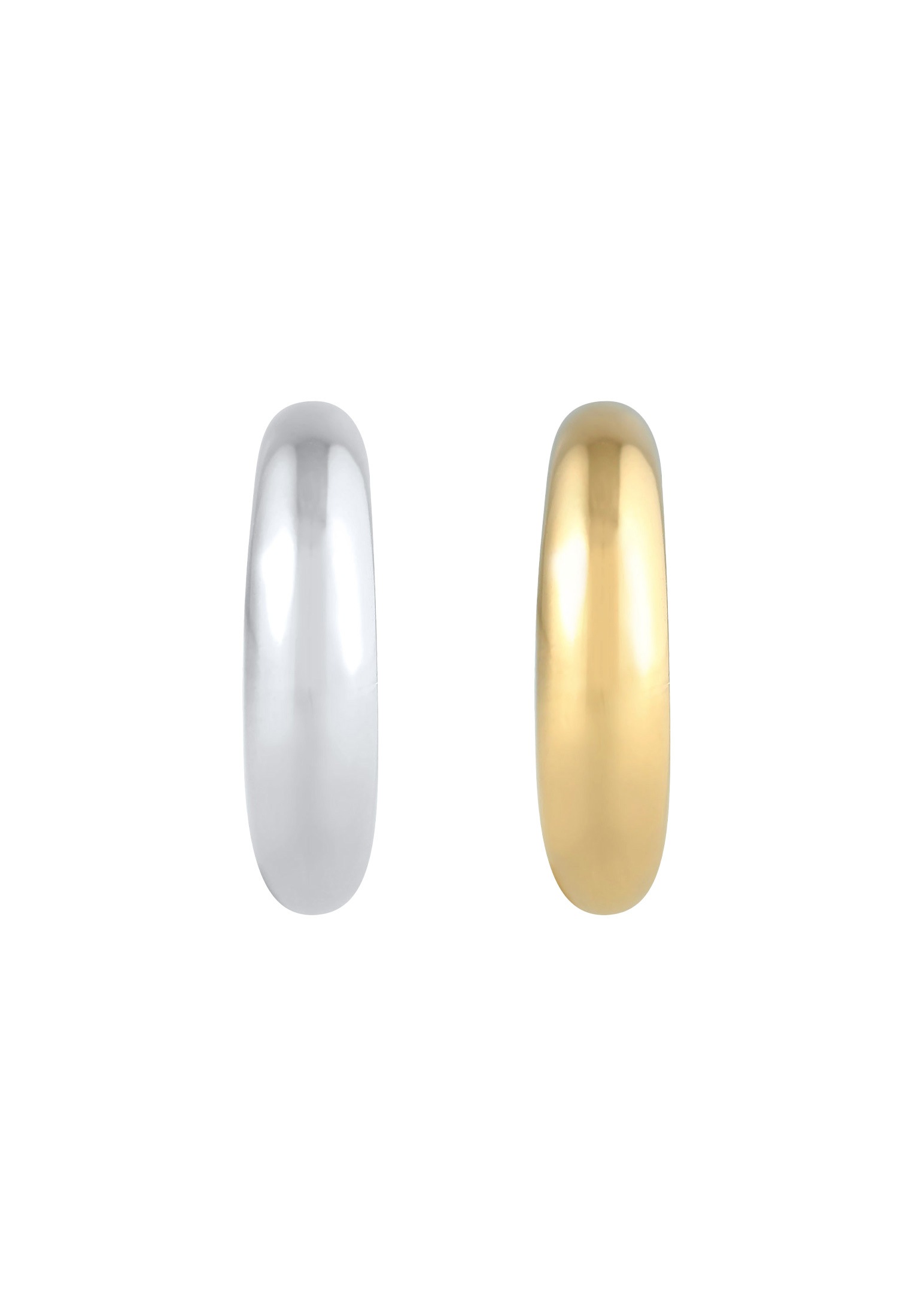 Elli Schmuckset »Ohrringe Earcuff Set Bi-Color Rund Gewölbt 925 Silber« ()