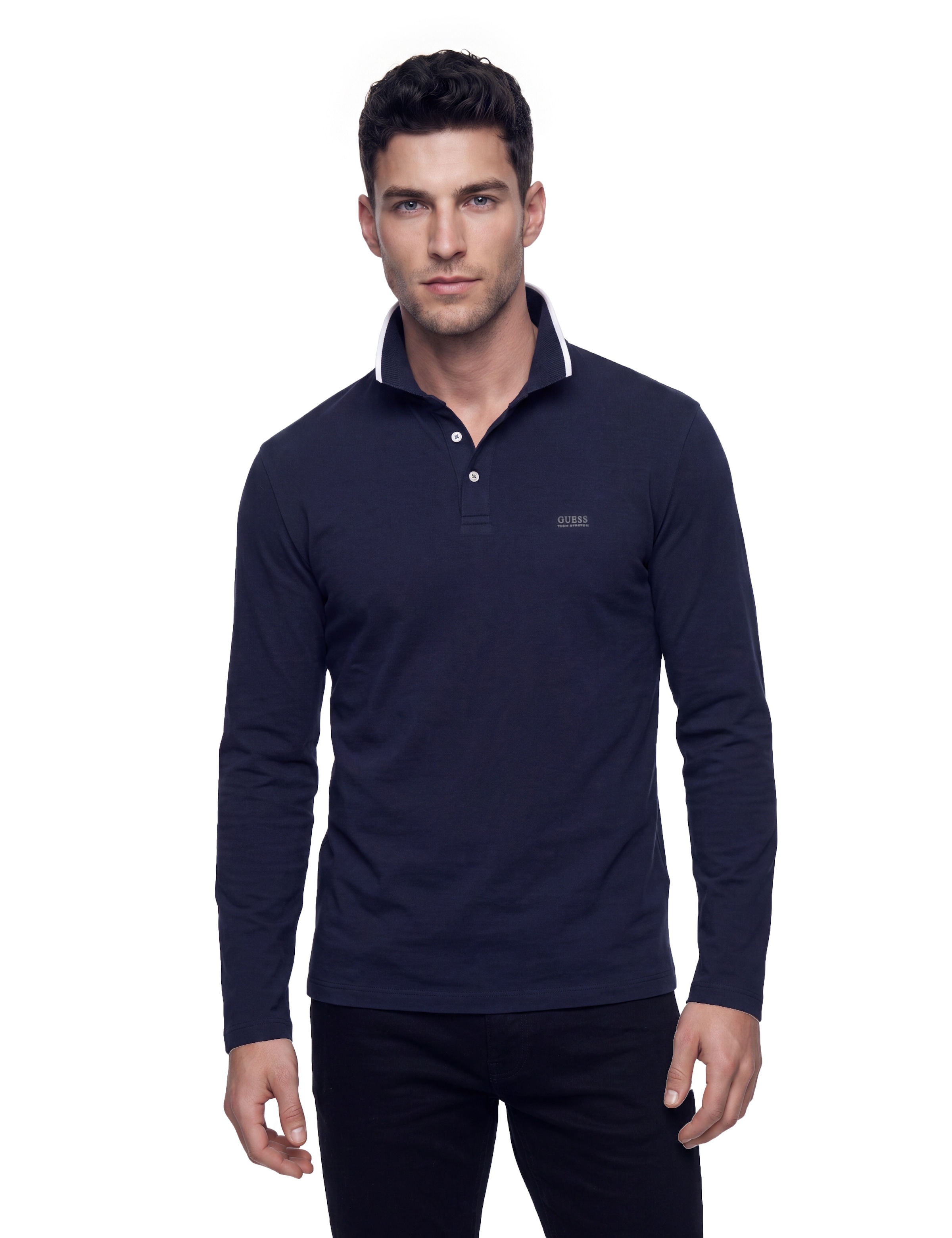 Guess Langarm-Poloshirt Regular Fit, reine Baumwolle
