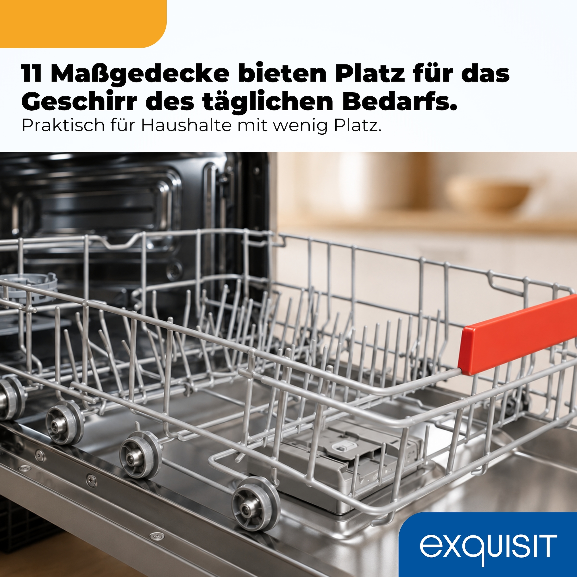 exquisit vollintegrierbarer Geschirrspüler 9311 »EGSP9311-E-450C schwarz« 9,8 l 11 tlg. Maßgedecke Mehr Komfort mit LED-Fußbodenanzeige & AquaStop