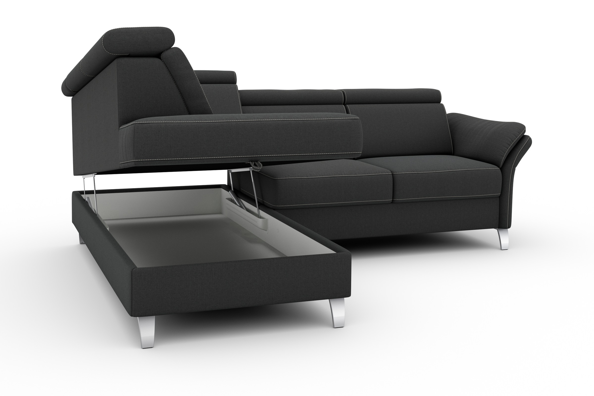 sit&more Ecksofa »Vincenzo L-Form«, inklusive Kopfteilverstellung, wahlweise mit Bettfunktion, Bettkasten