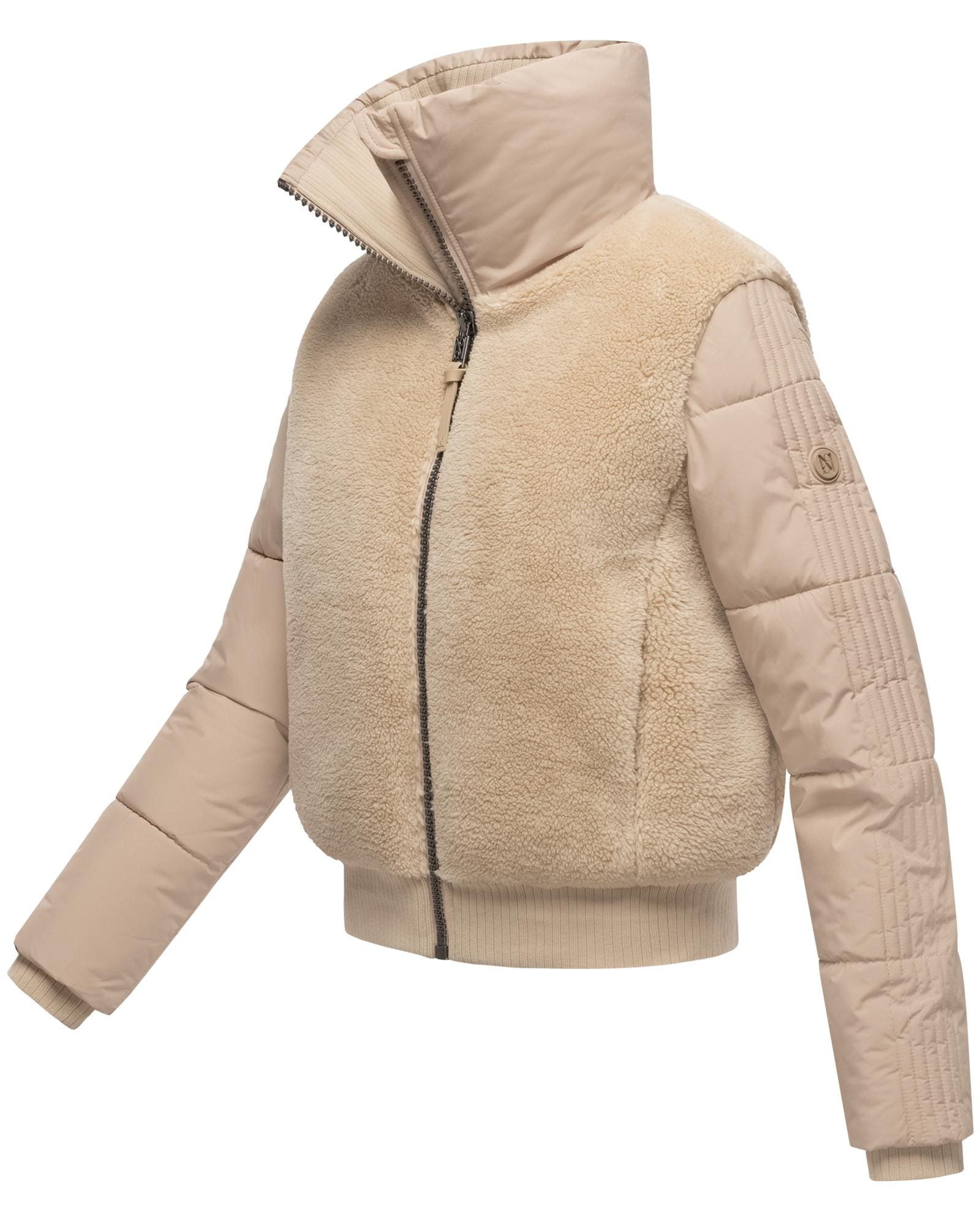 Navahoo Plüschjacke »Teddyzone 14«, ohne Kapuze, Teddy-Fleece Jacke mit hohem Kragen