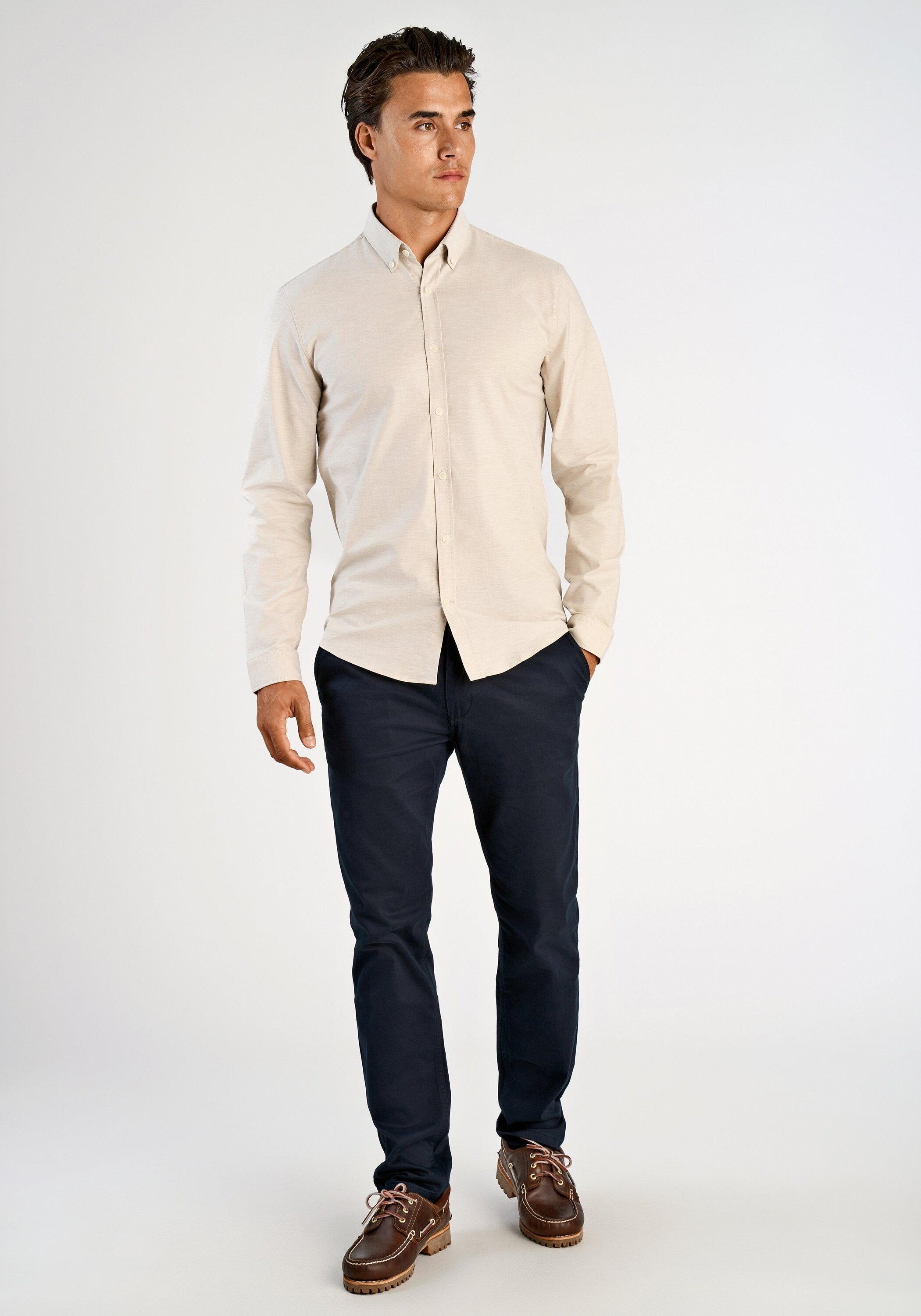 Businesshemd LINDBERGH "Oxford-Hemd Relaxed Fit", Herren, Gr. XXL, Normalgrößen, lt sand mix, Obermaterial: 97% Baumwolle, 3% Elasthan, Hemden 6