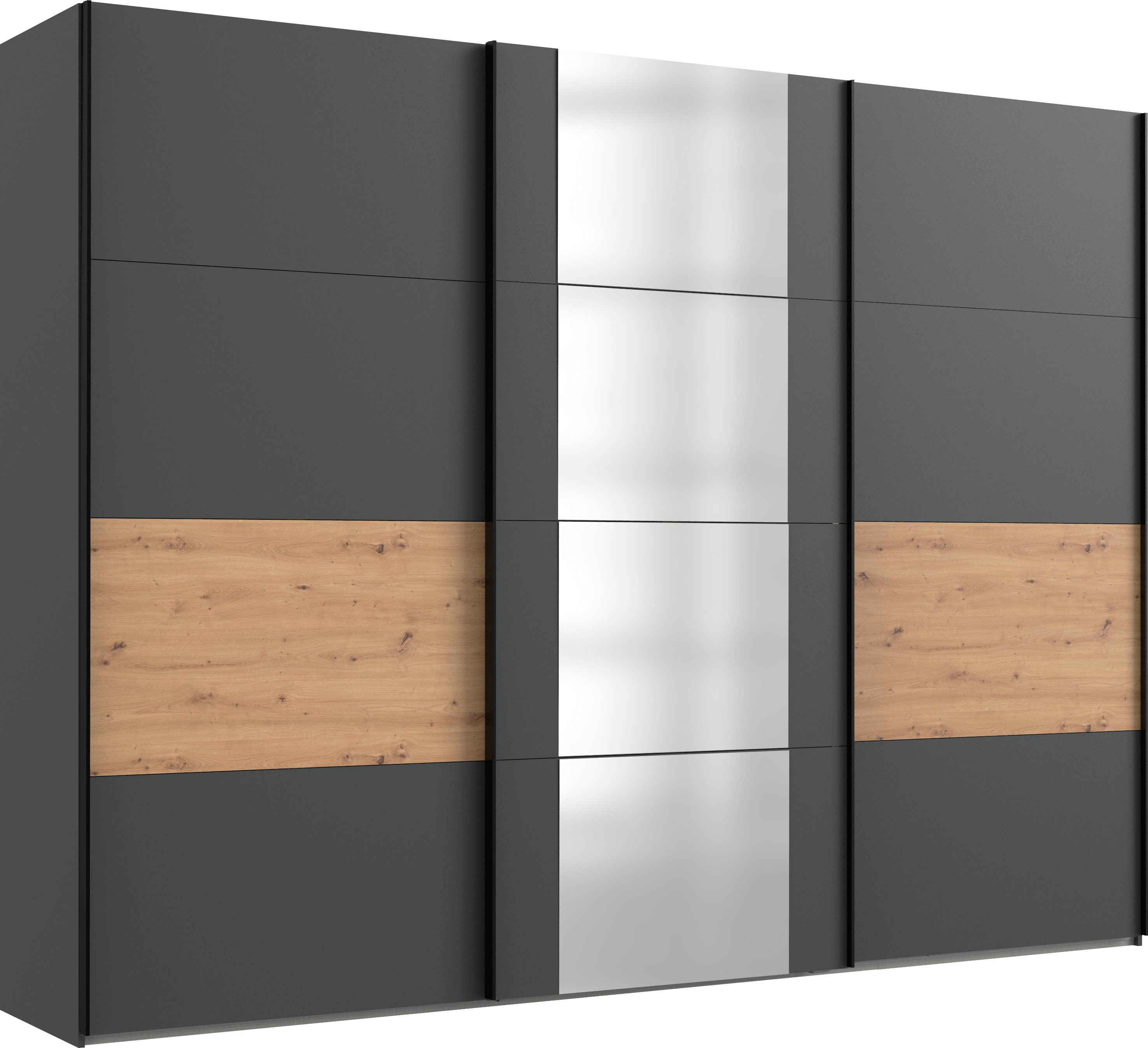Wimex Schwebetürenschrank "Barmbek Schlafzimmerschrank Garderobenschrank" Kleiderschrank mit 2 Stoffboxen und 2 zusätzlichen Böden, Spiegeltür